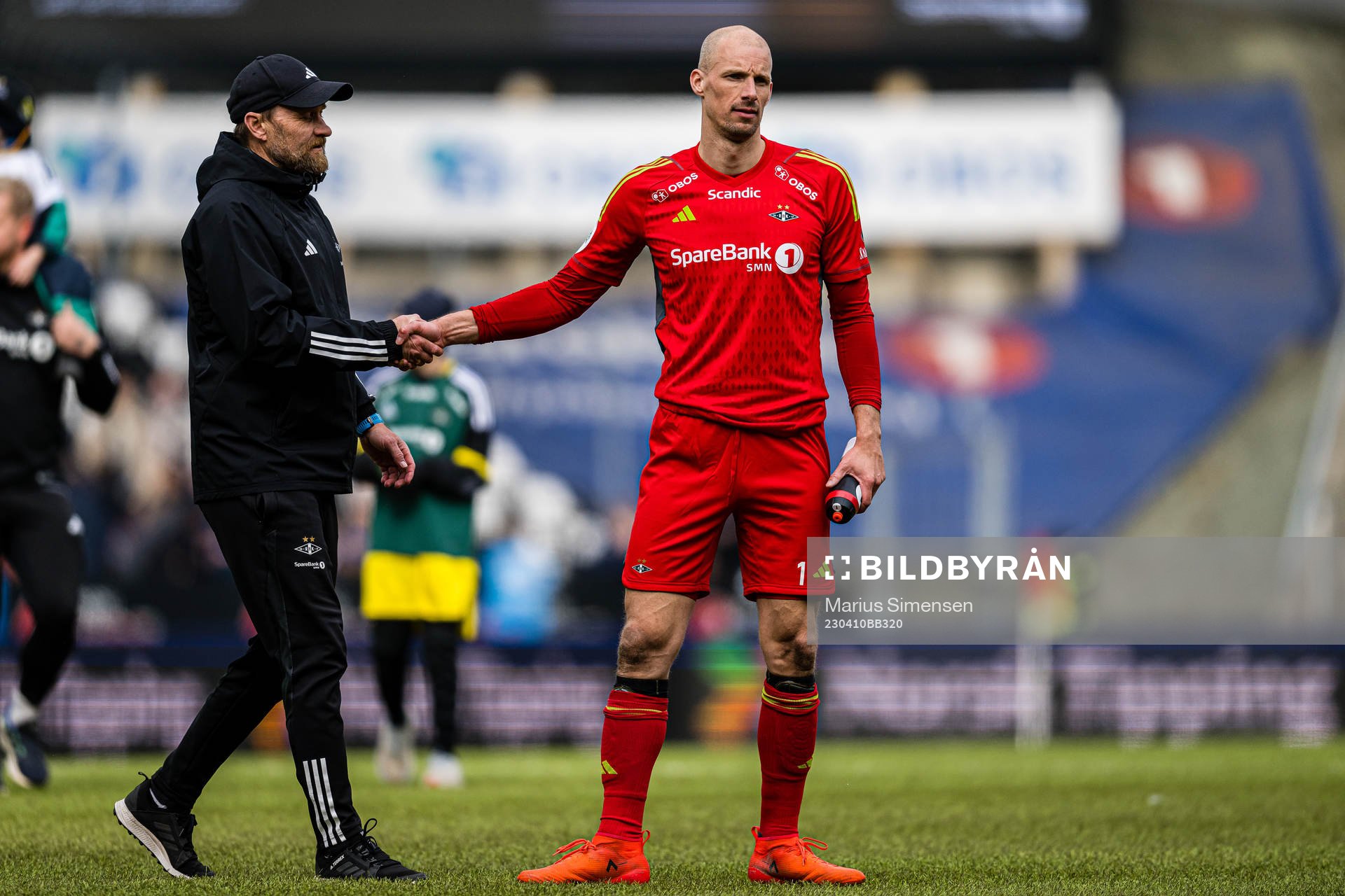 Geir Frigård, assistant coach of Rosenborg, and Andre Hansen of Rosenborg after the Eliteserien match between Rosenborg and Viking on April 10, 2023 in Trondheim.