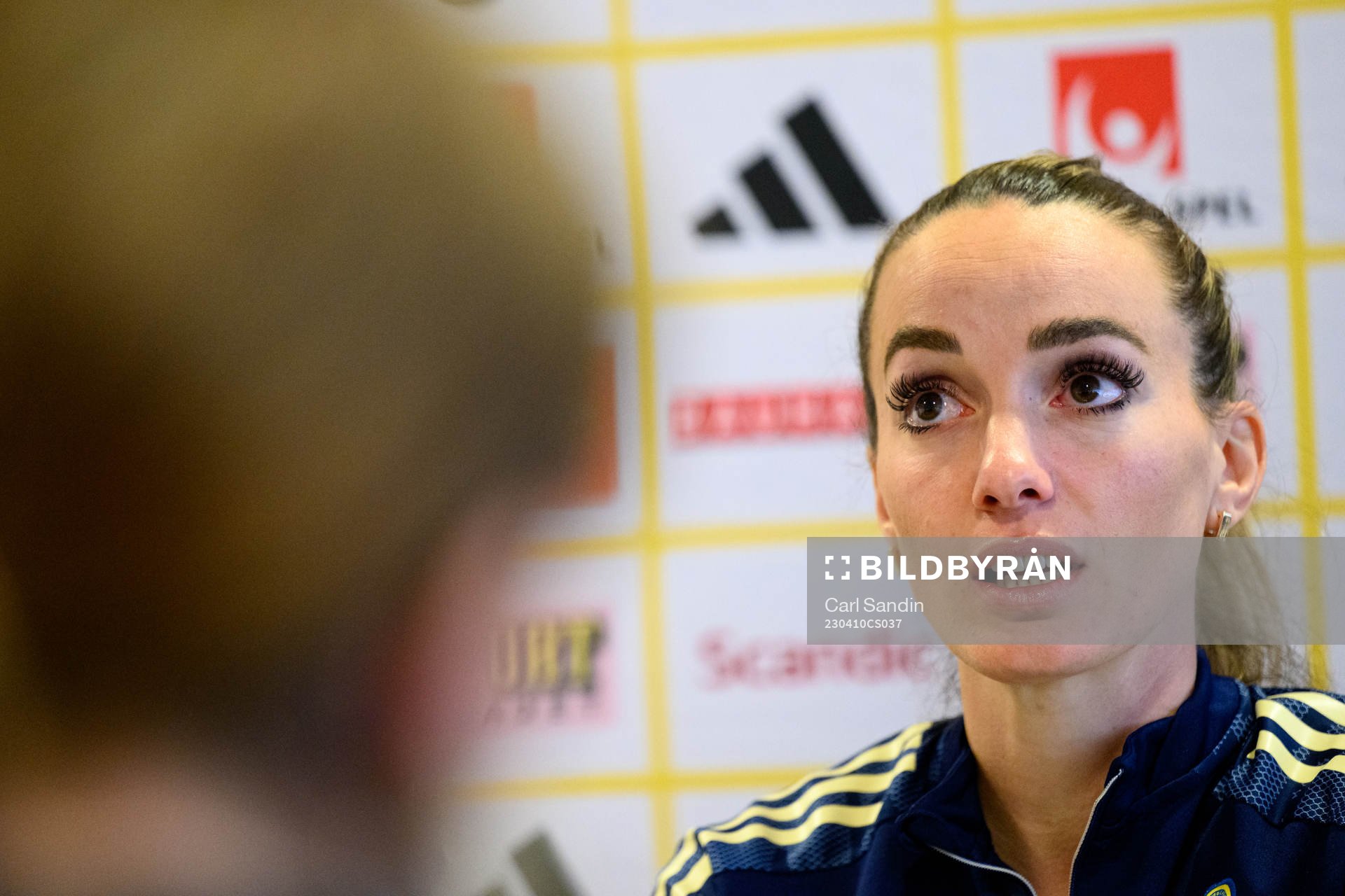Kosovare Asllani is being interviewed