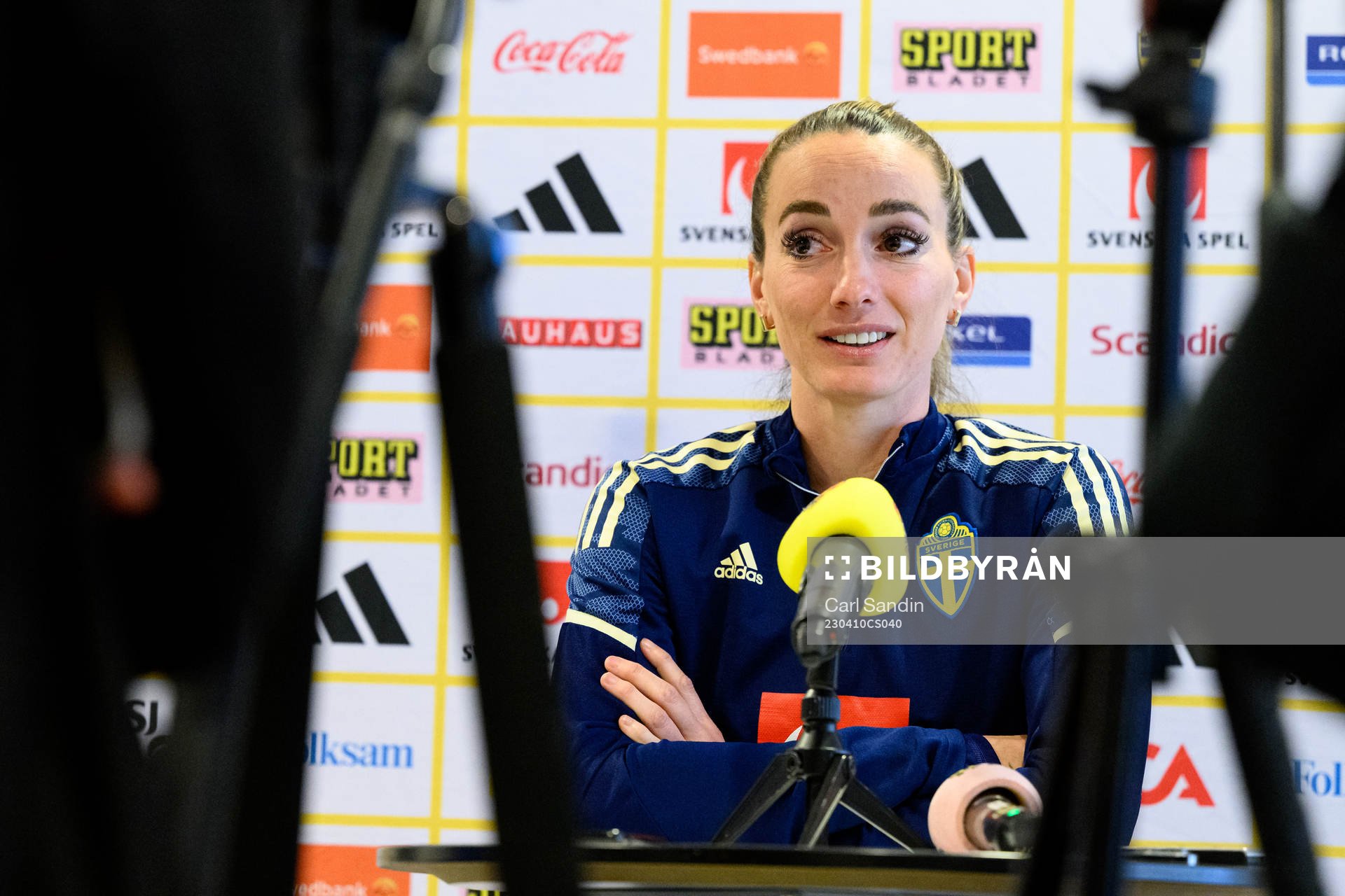 Kosovare Asllani is being interviewed