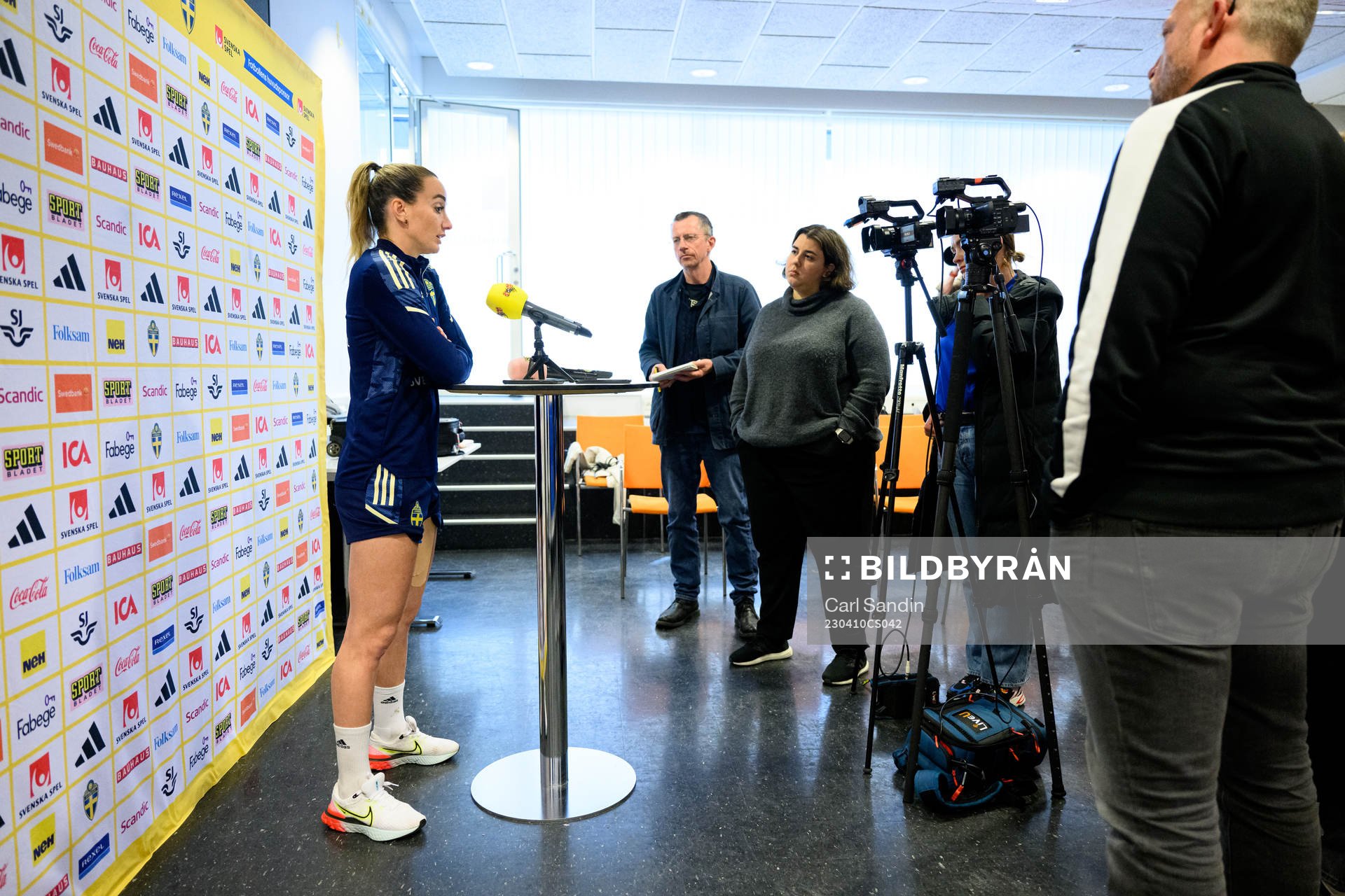 Kosovare Asllani is being interviewed