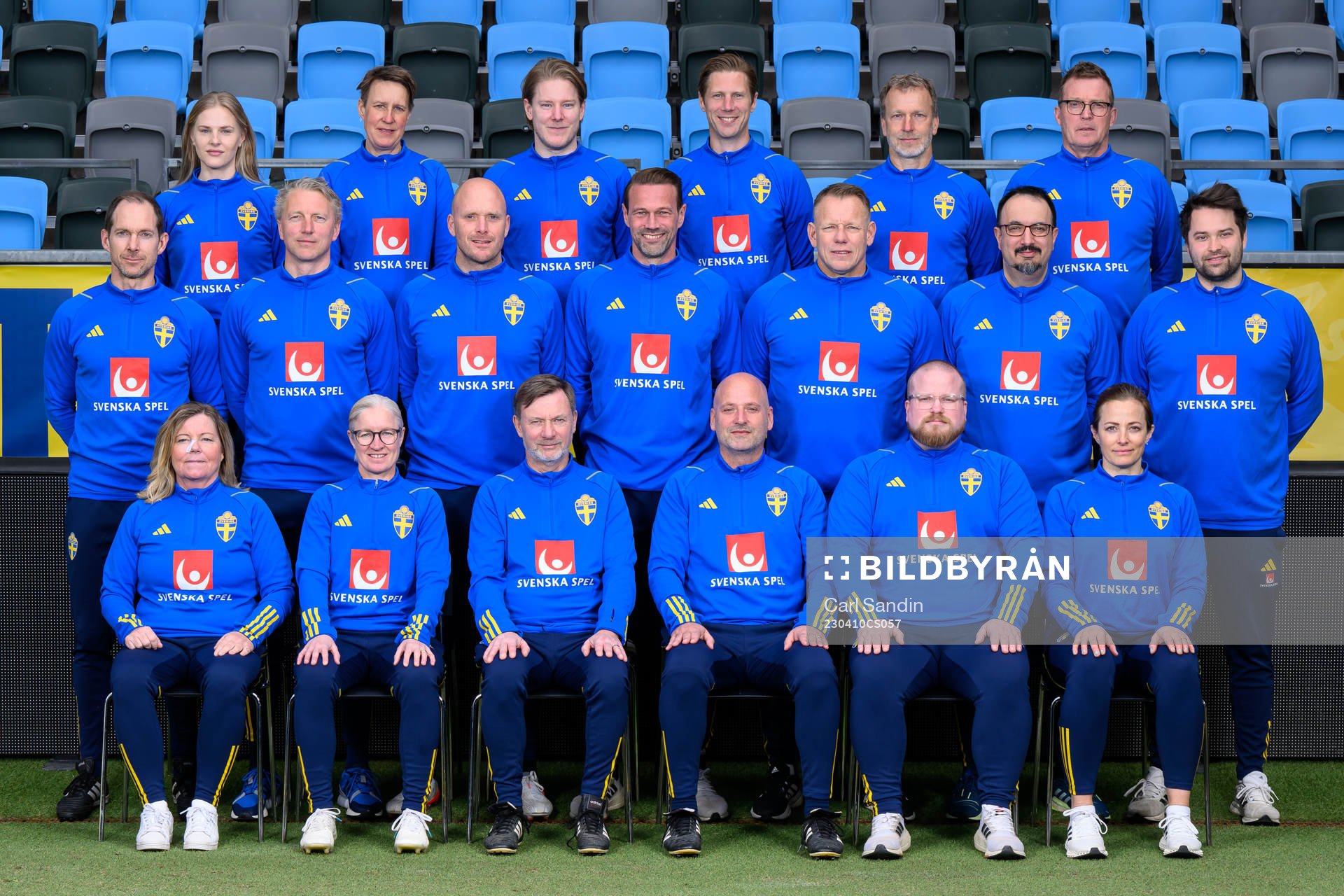 Staff of the Swedish women's national football team poses