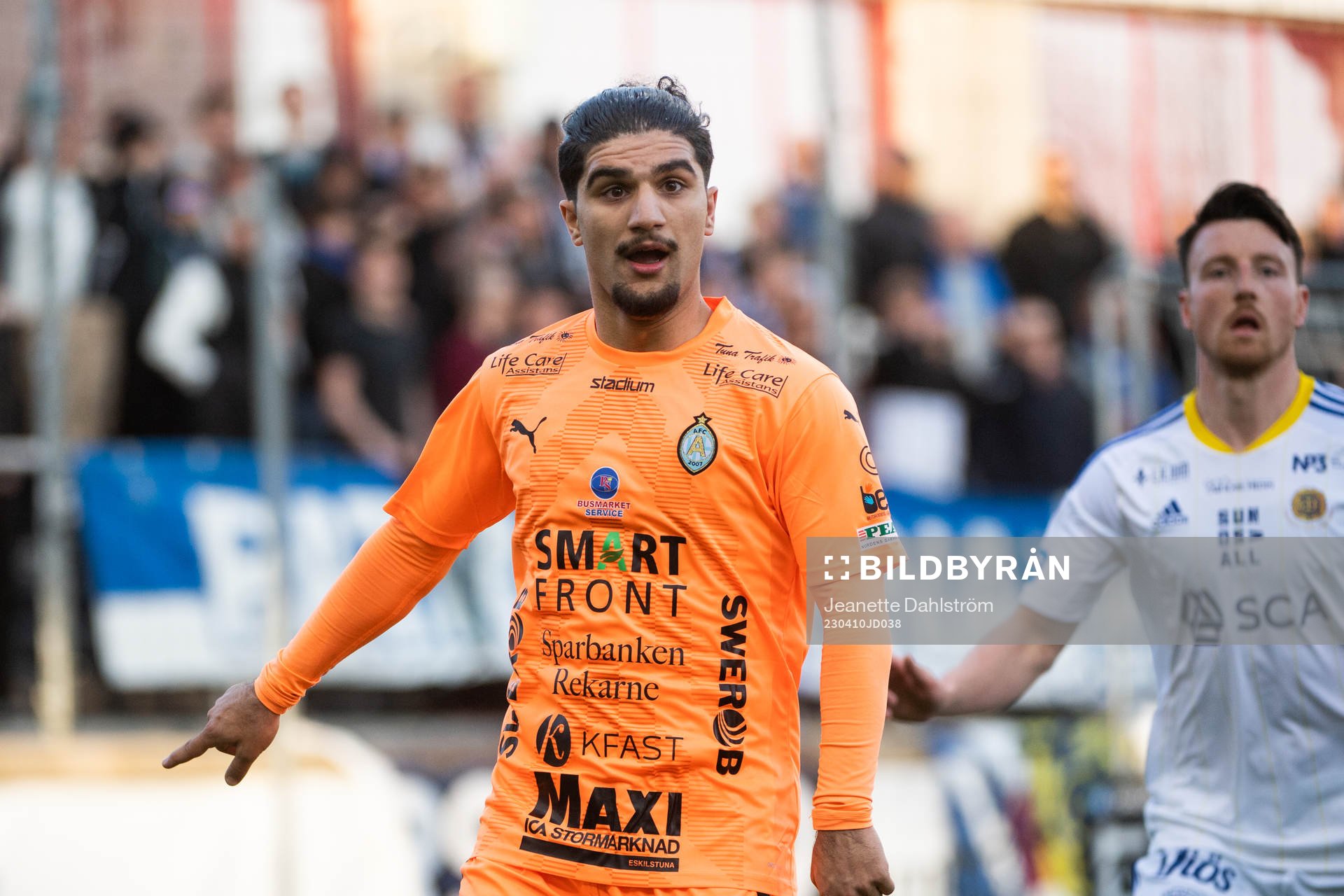 AFC Eskilstunas Ishak Shamoun under fotbollsmatchen i Superettan mellan AFC Eskilstuna och GIF Sundsvall den 10 april 2023 i Eskilstuna.