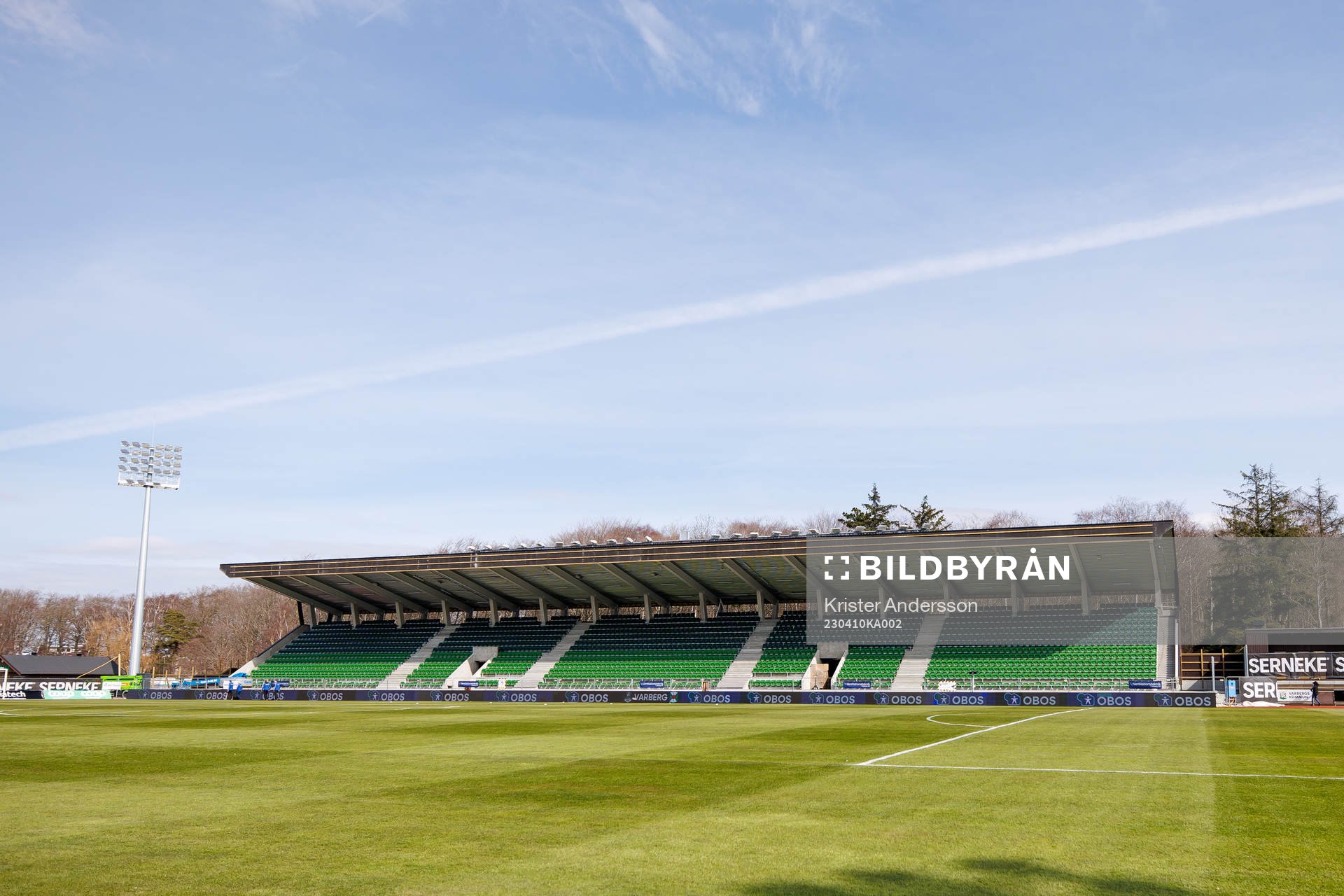 Påskbergsvallen före fotbollsmatchen i Allsvenskan mellan Varberg och Elfsborg den 10 april 2023 i Varberg. 