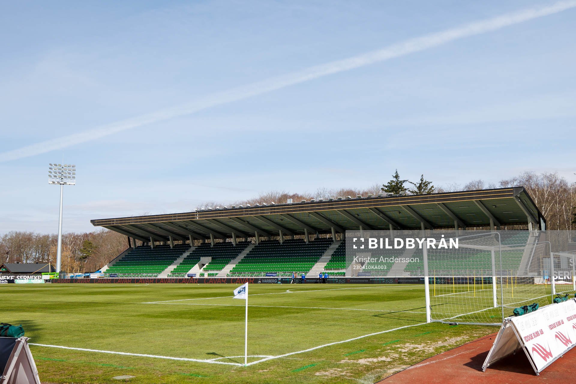 Påskbergsvallen före fotbollsmatchen i Allsvenskan mellan Varberg och Elfsborg den 10 april 2023 i Varberg. 