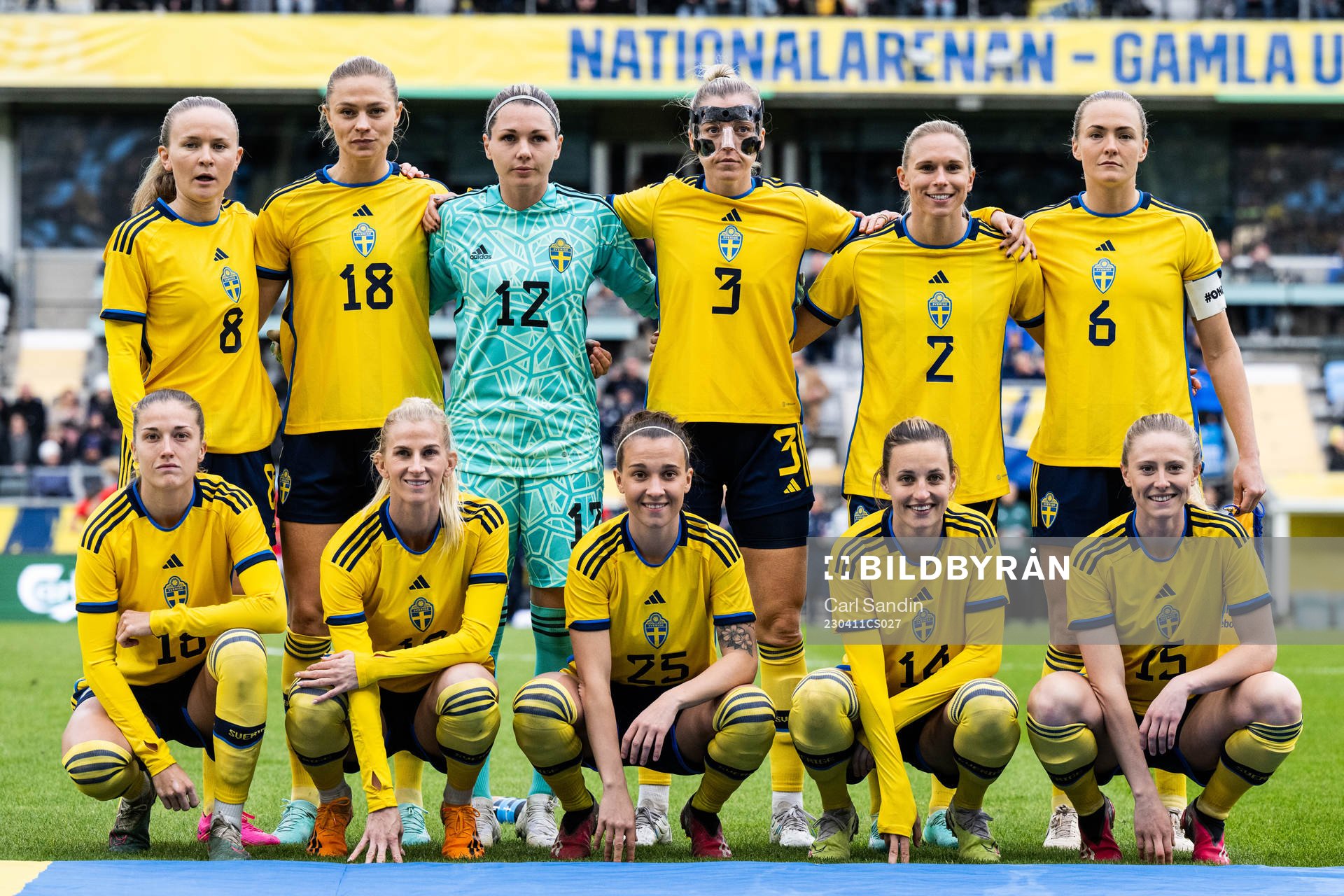 Matilda Vinberg, Fridolina Rolfö, goalkeeper Jennifer