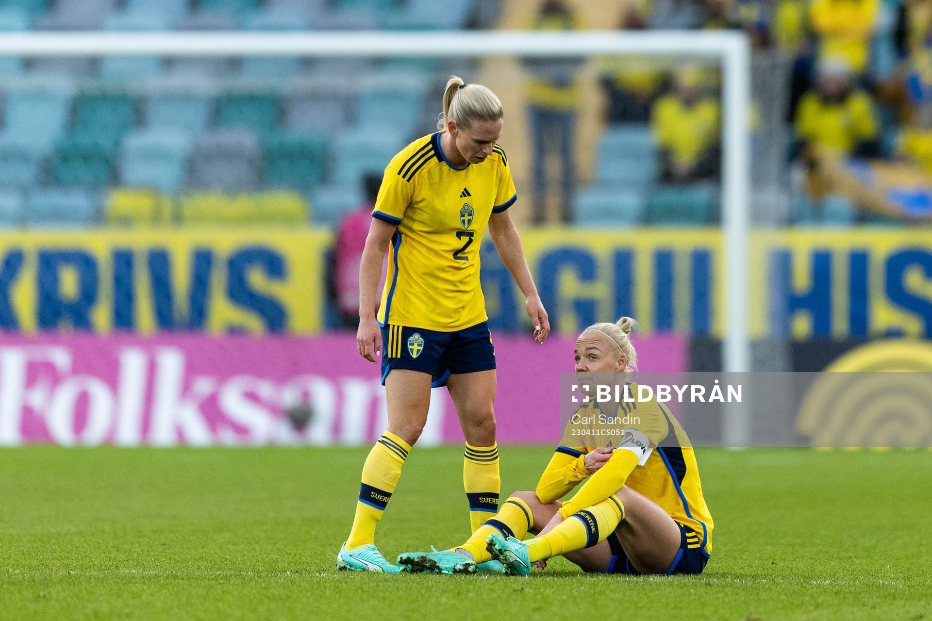 Caroline Seger of Sweden in pain