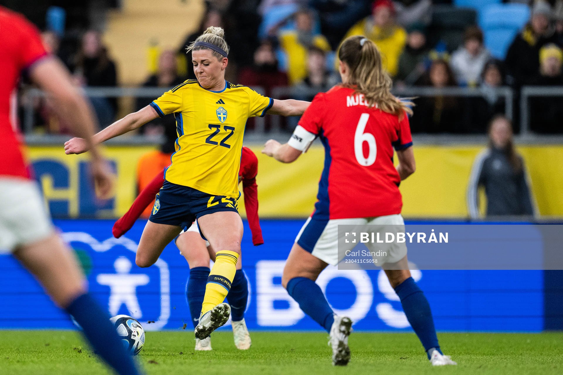 Olivia Schough of Sweden during the international friendly football match between Sweden and Norway on April 11, 2023 in Göteborg. 
