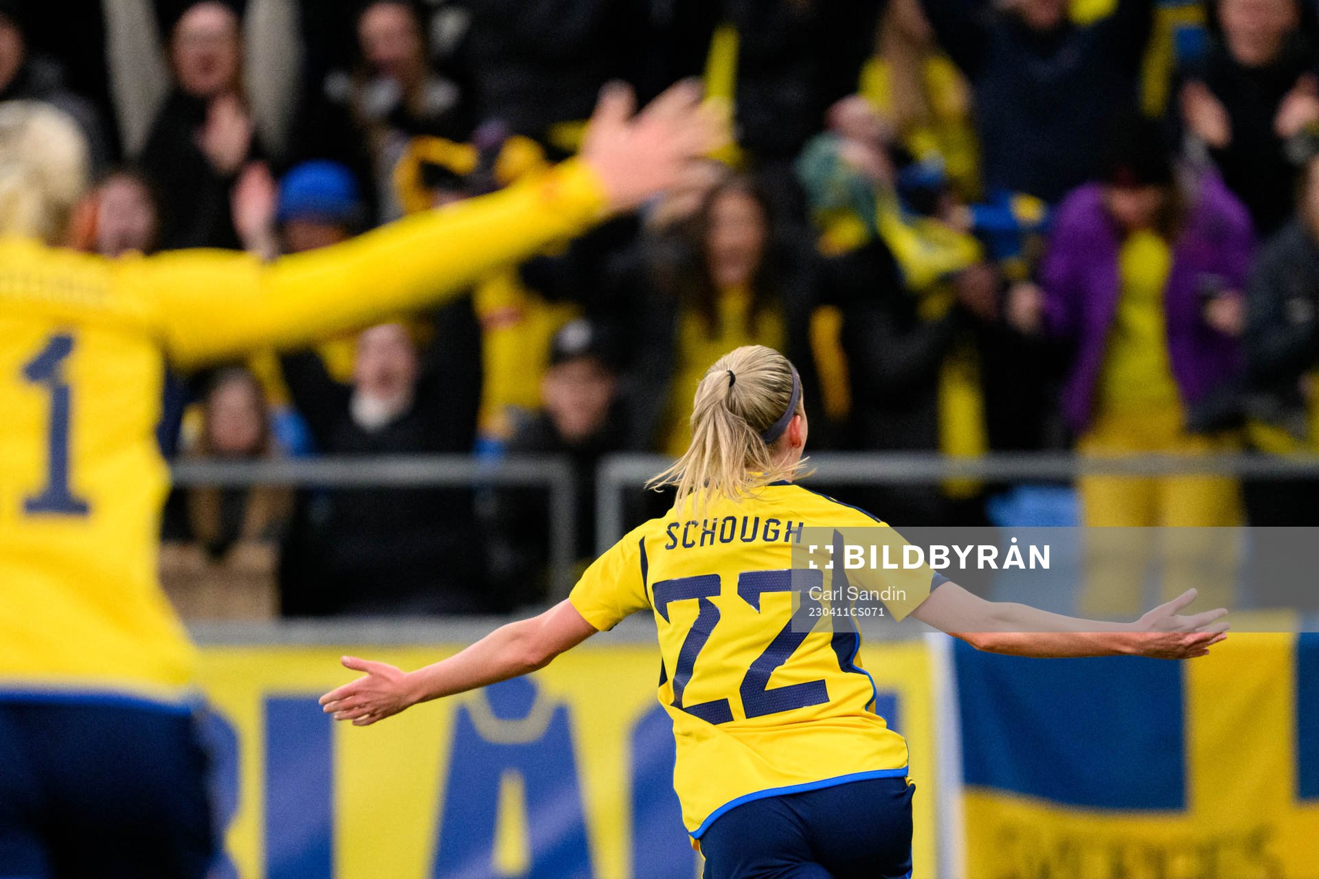 Olivia Schough of Sweden celebrates