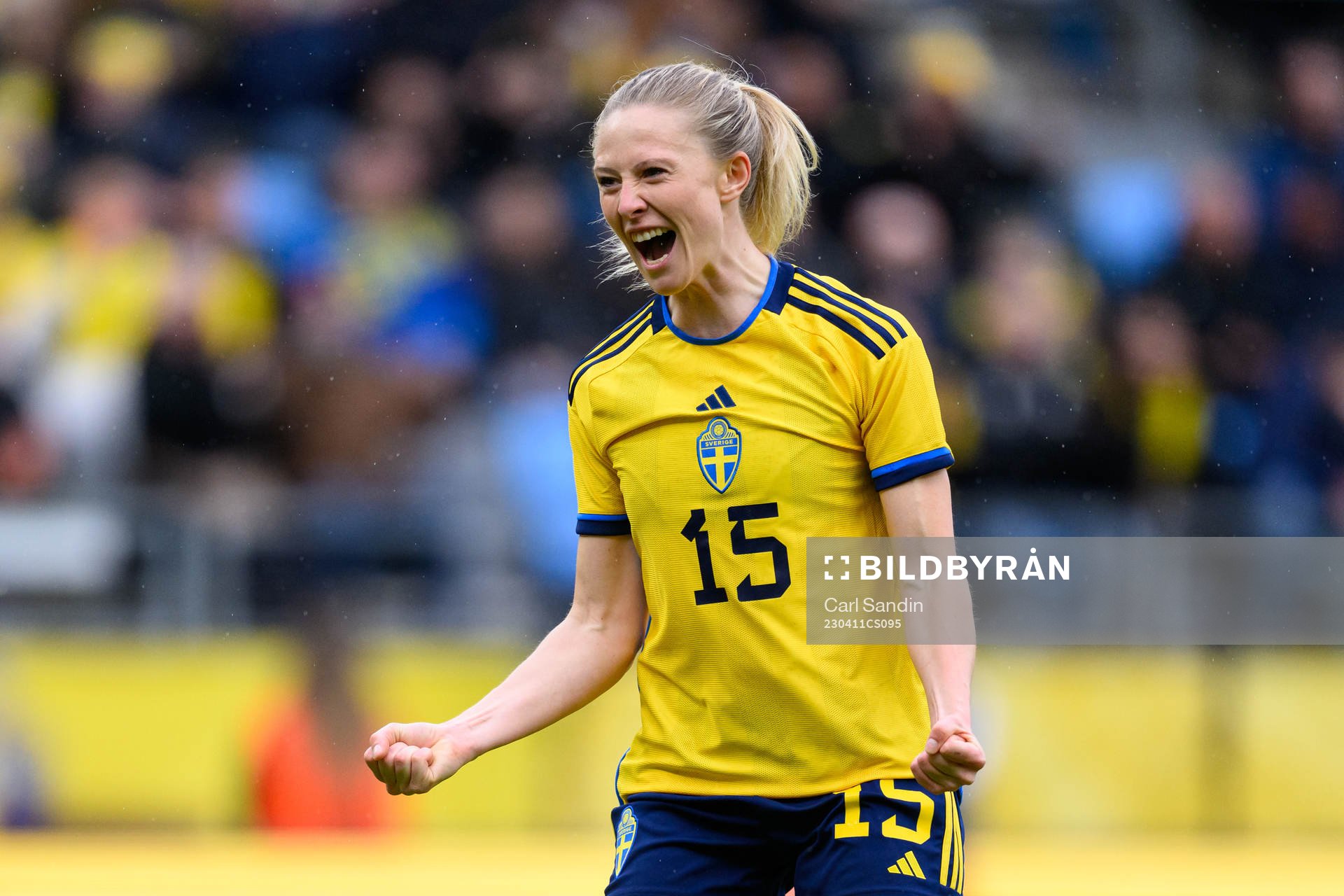 Rebecka Blomqvist of Sweden celebrates