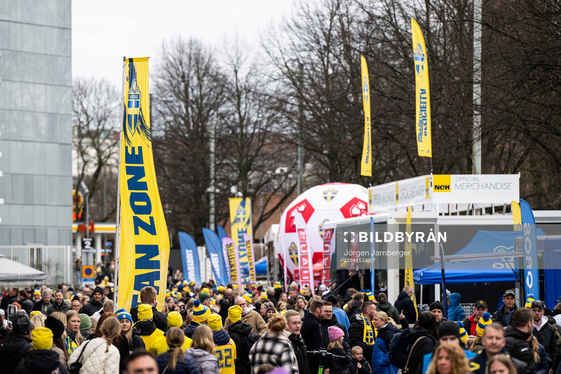 Fan zone ahead of the international friendly football match between Sweden and Norway on April 11, 2023 in Göteborg. 