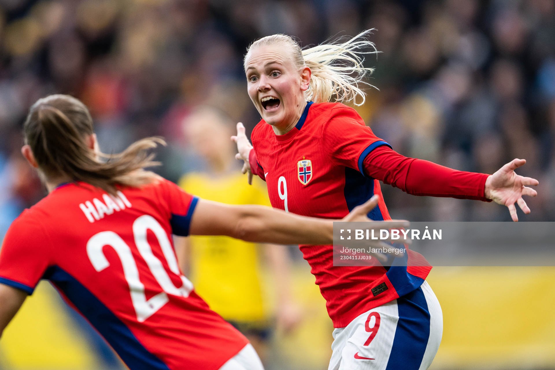 Karina Sævik of Norway celebrates
