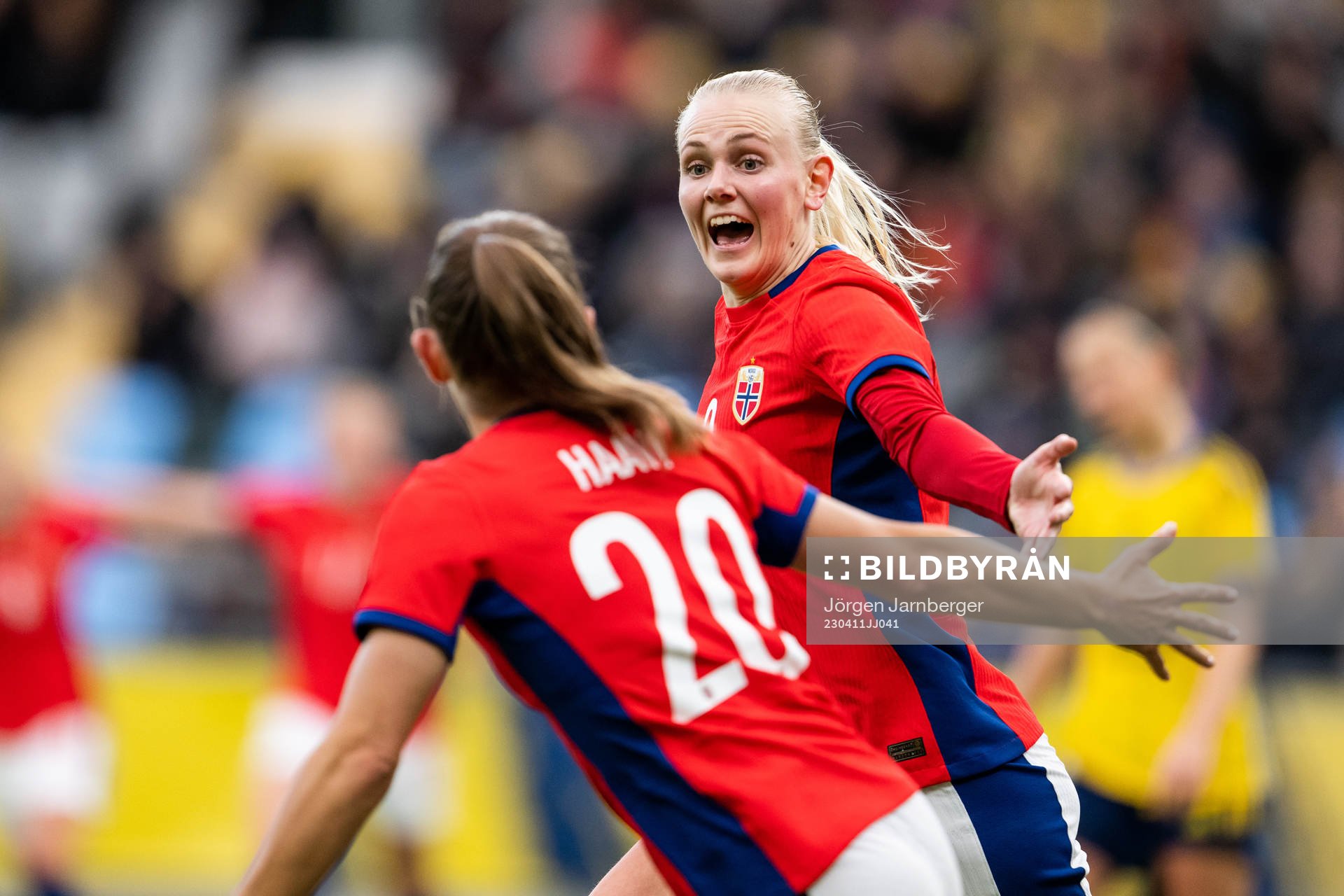 Karina Sævik of Norway celebrates