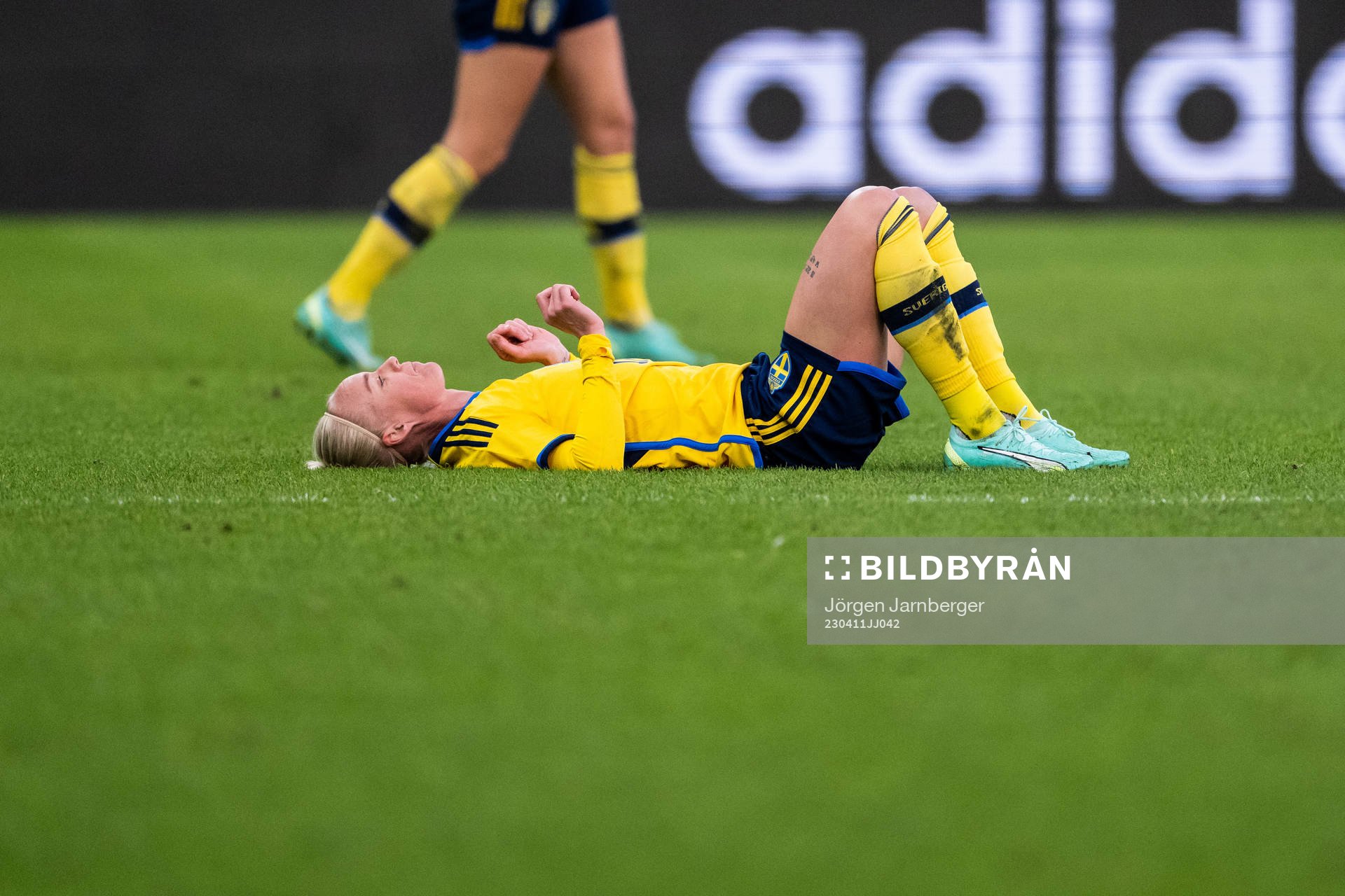 Caroline Seger of Sweden in pain