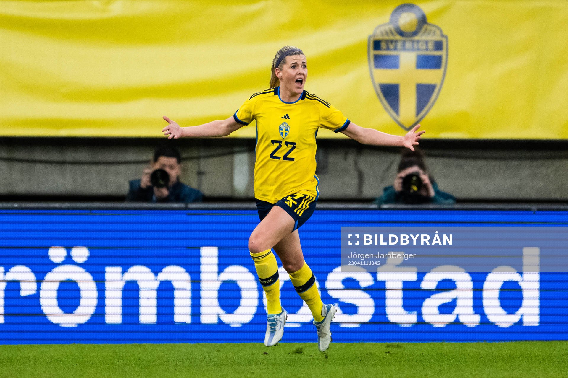Olivia Schough of Sweden celebrates