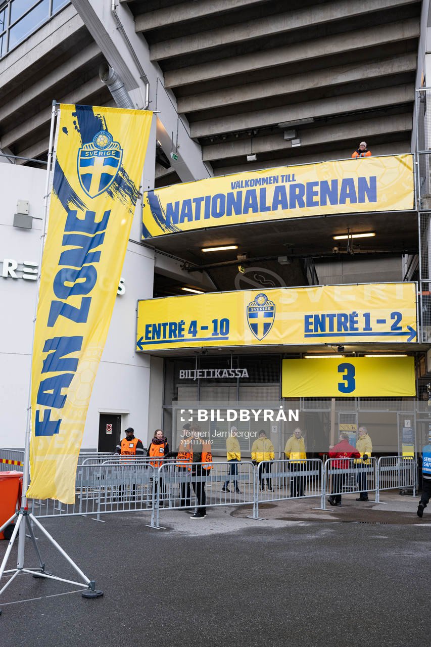 Arena entrance during the international friendly football match between Sweden and Norway on April 11, 2023 in Göteborg. 