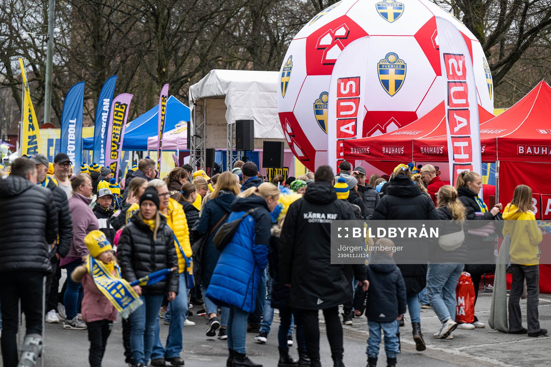 Fan zone ahead of the international friendly football match between Sweden and Norway on April 11, 2023 in Göteborg. 