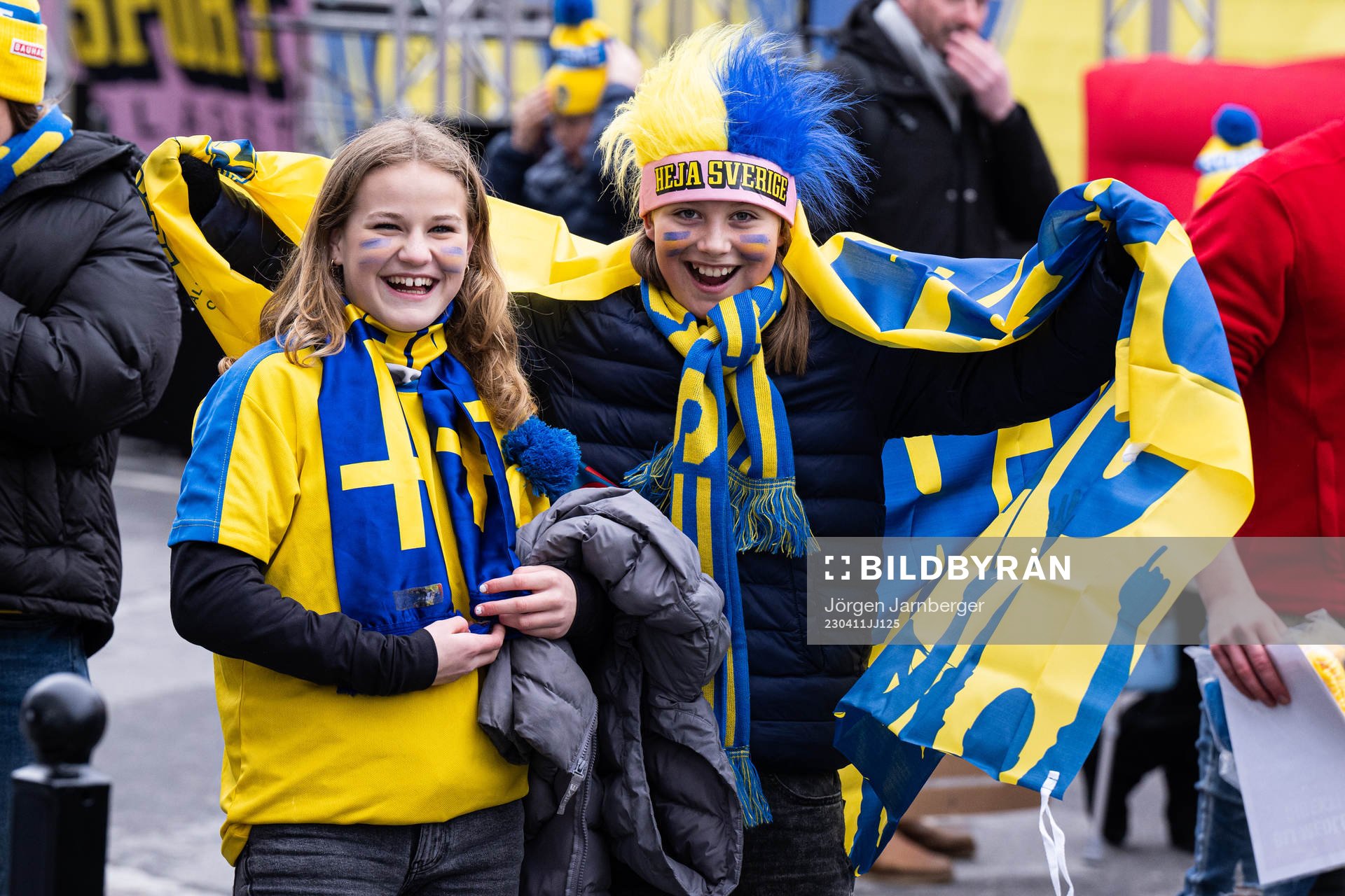 Young supporters in fan zone ahead of the international friendly football match between Sweden and Norway on April 11, 2023 in Göteborg.