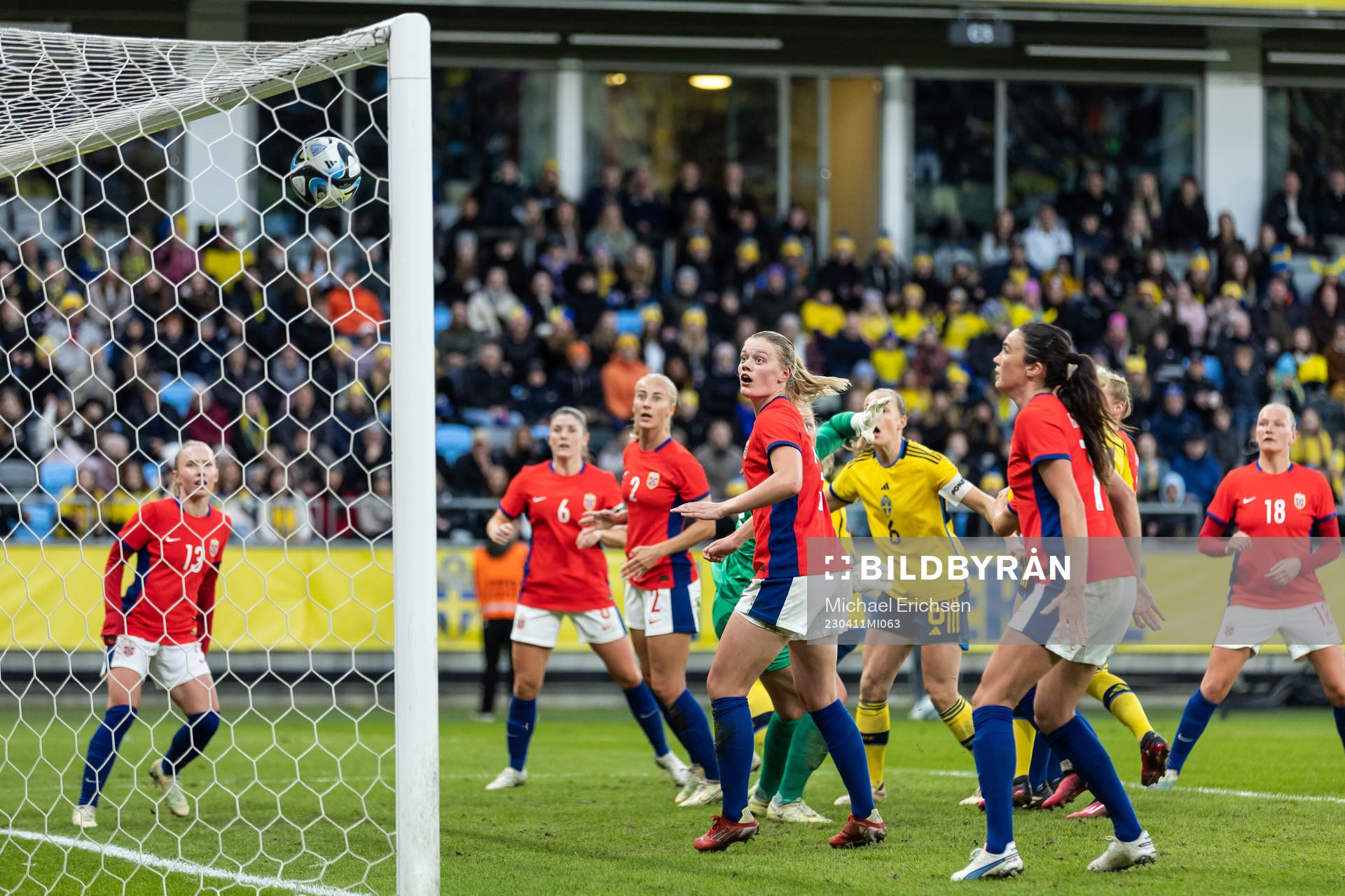 Mathilde Harviken of Norway watch as Nathalie Björn of