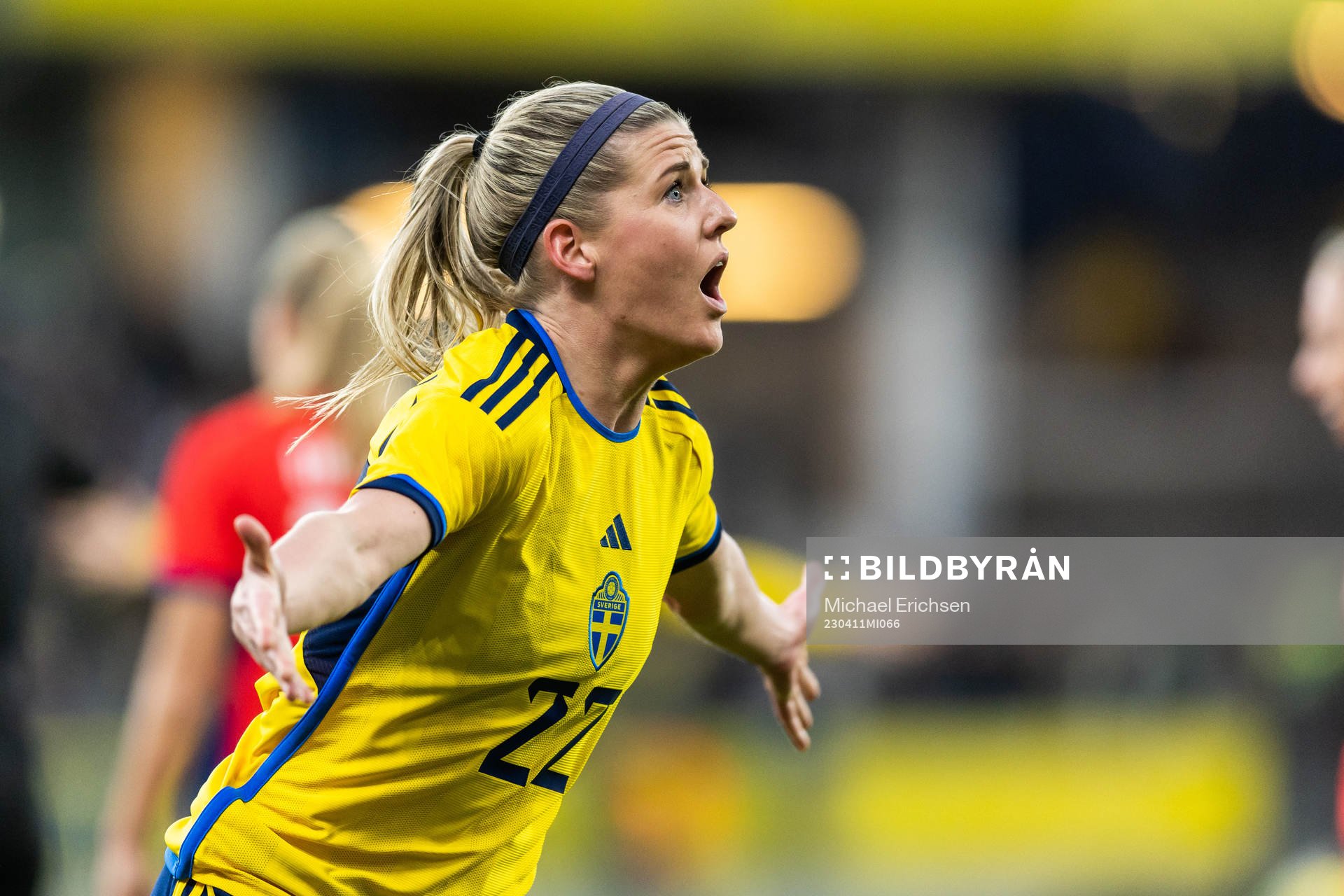 Olivia Schough of Sweden celebrates