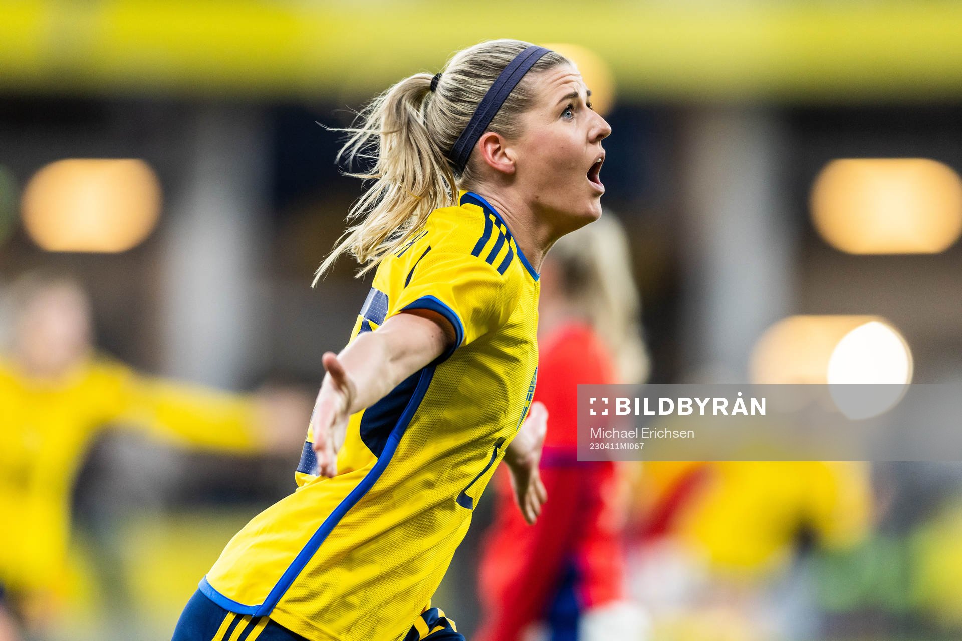 Olivia Schough of Sweden celebrates