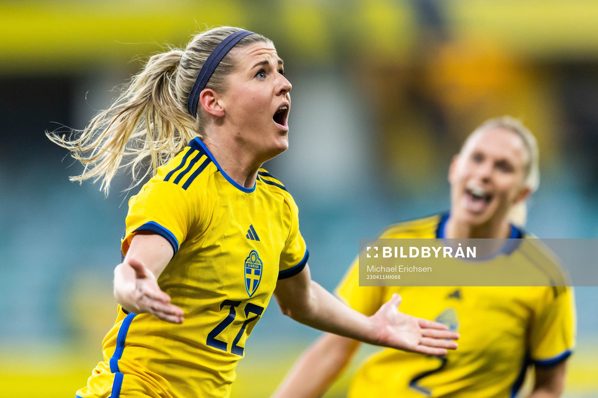 Olivia Schough of Sweden celebrates