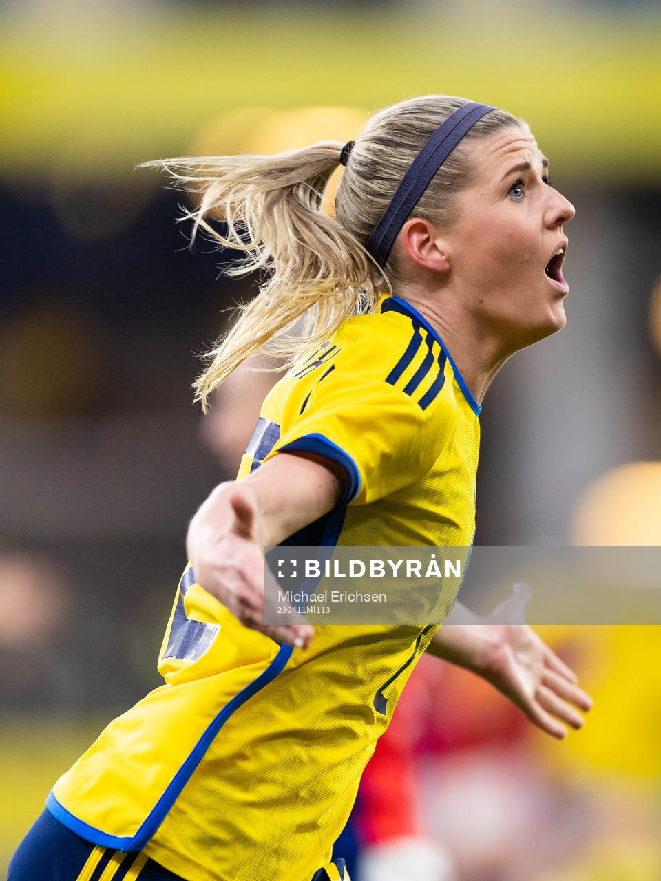 Olivia Schough of Sweden celebrates scoring 3-2