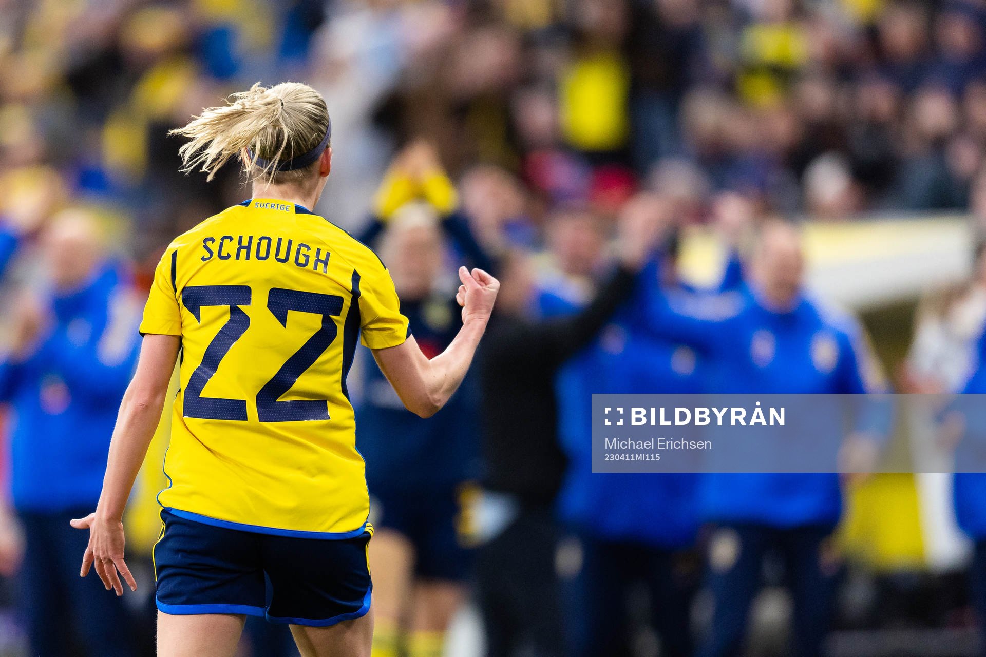 Olivia Schough of Sweden celebrates scoring 3-2