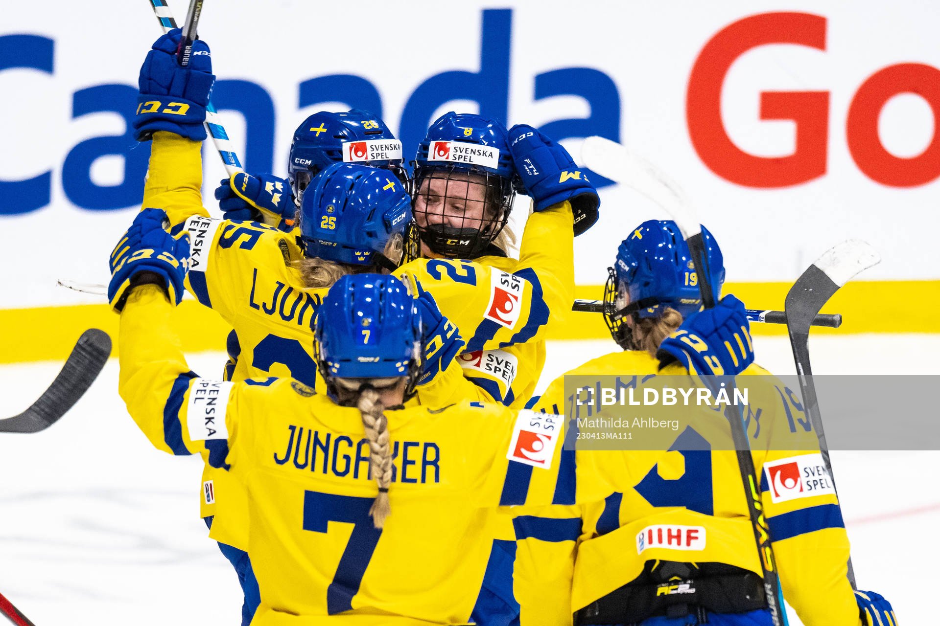 Hilda Svensson of Sweden celebrate scoring 2-2