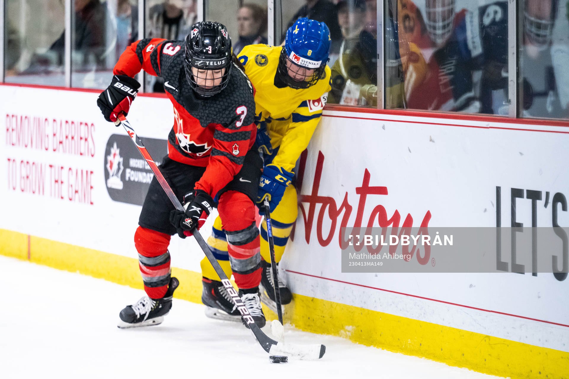 Jocelyne Larocque of Canada and Hilda Svensson of Sweden