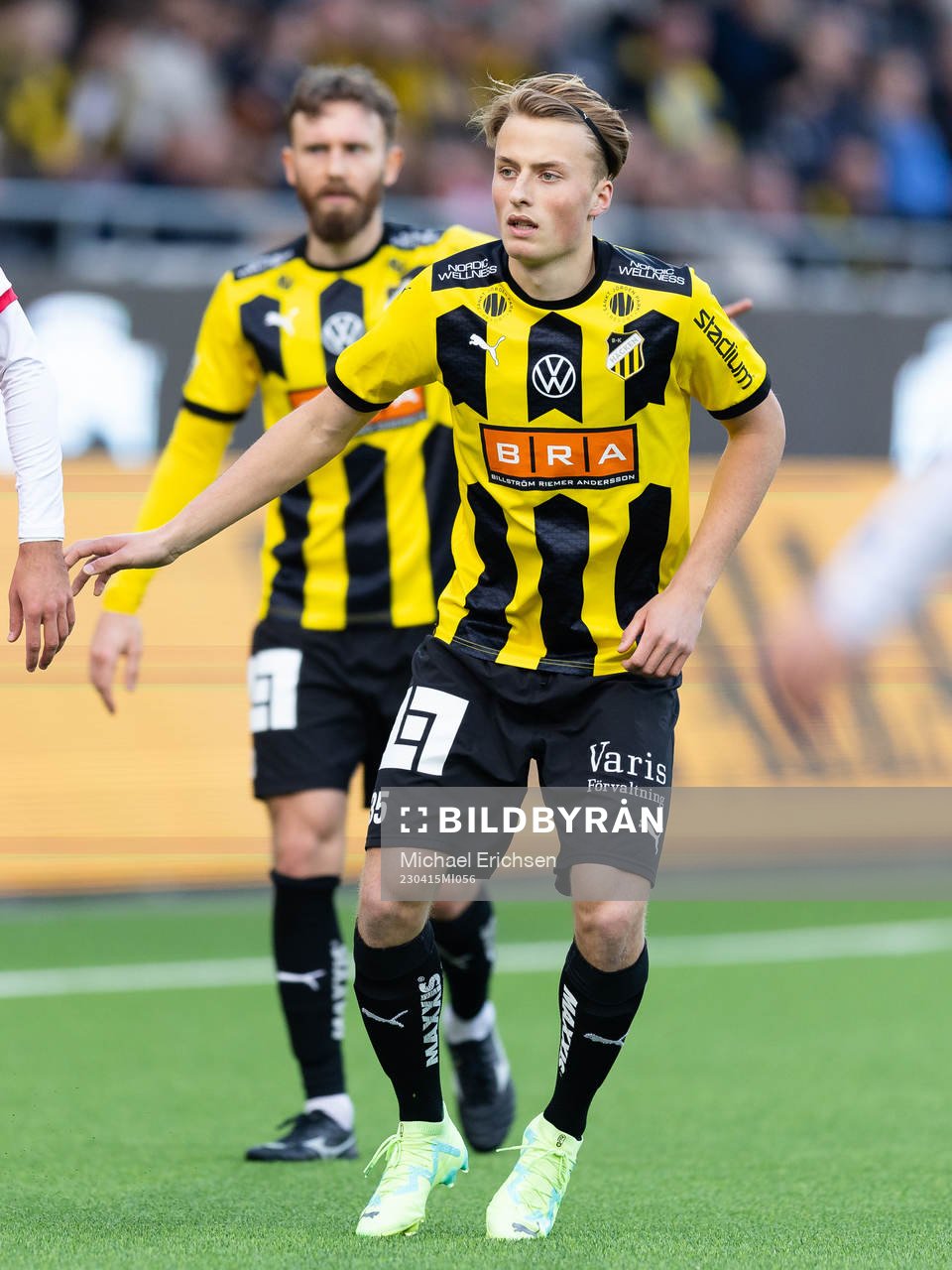 Häckens Sigge Jansson under fotbollsmatchen i Allsvenskan mellan Häcken och Kalmar den 15 april 2023 i Göteborg. 