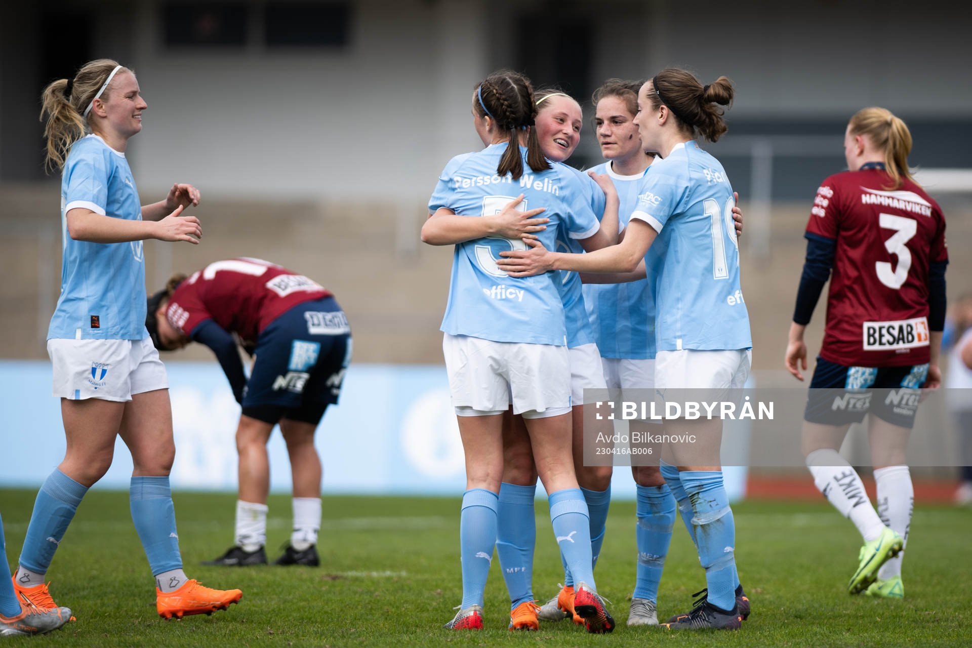 Malmö FFs Petronella Winblad, Erica Persson Welin, Sarah
