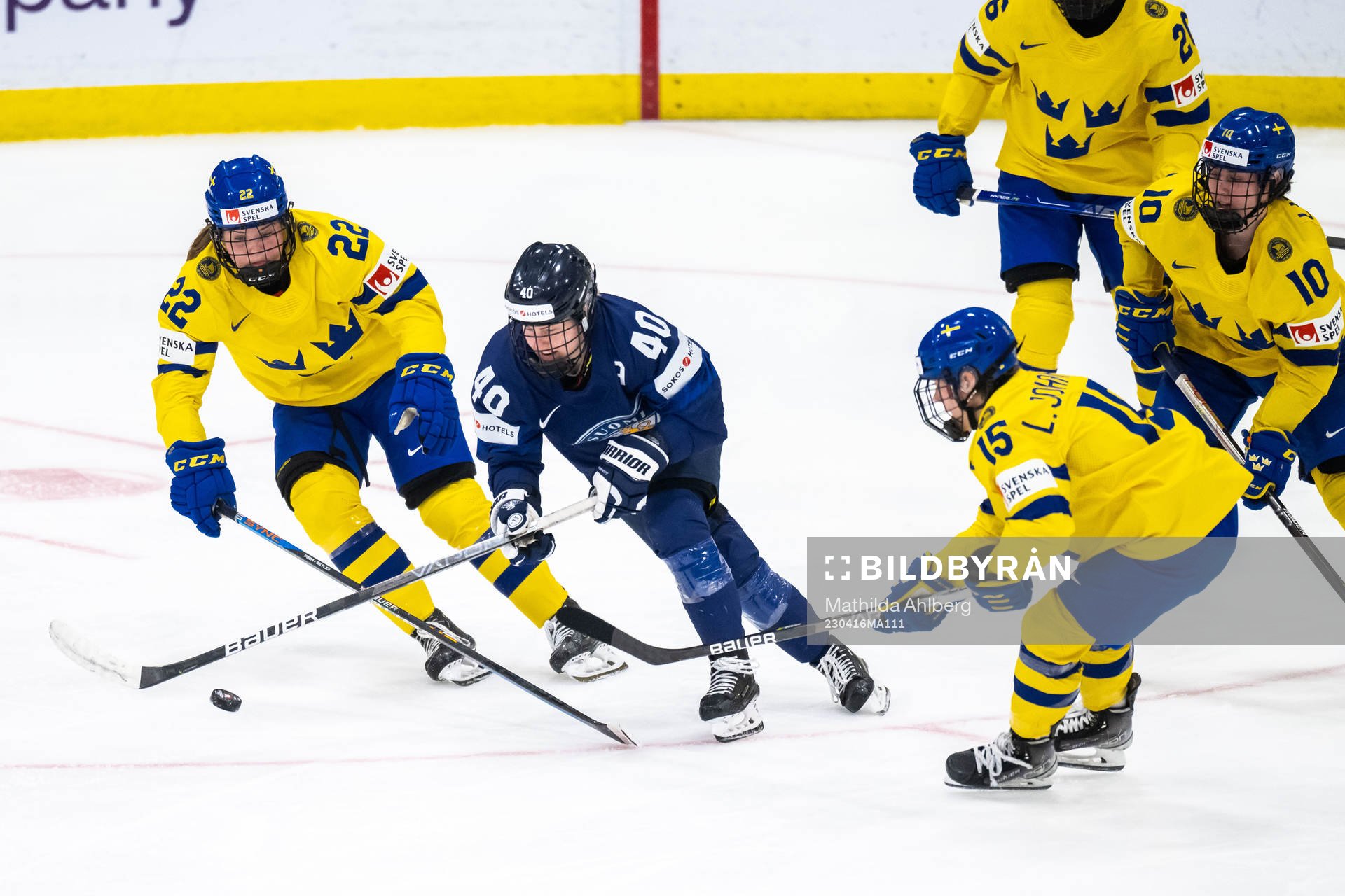 Hanna Thuvik and Lisa Johansson of Sweden and Noora Tulus