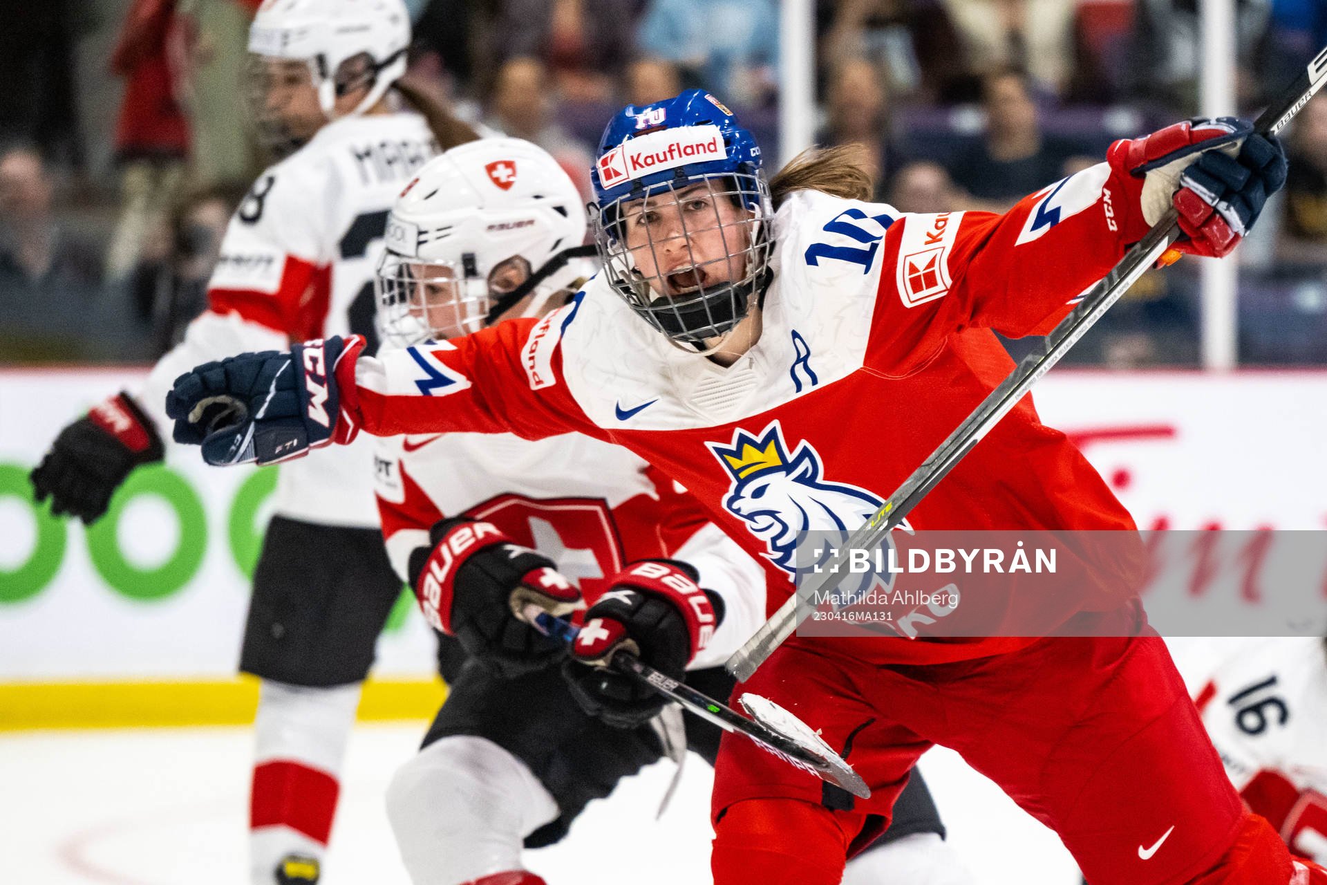 Denisa Krizova of Czech Republic celebrates scoring 1-1