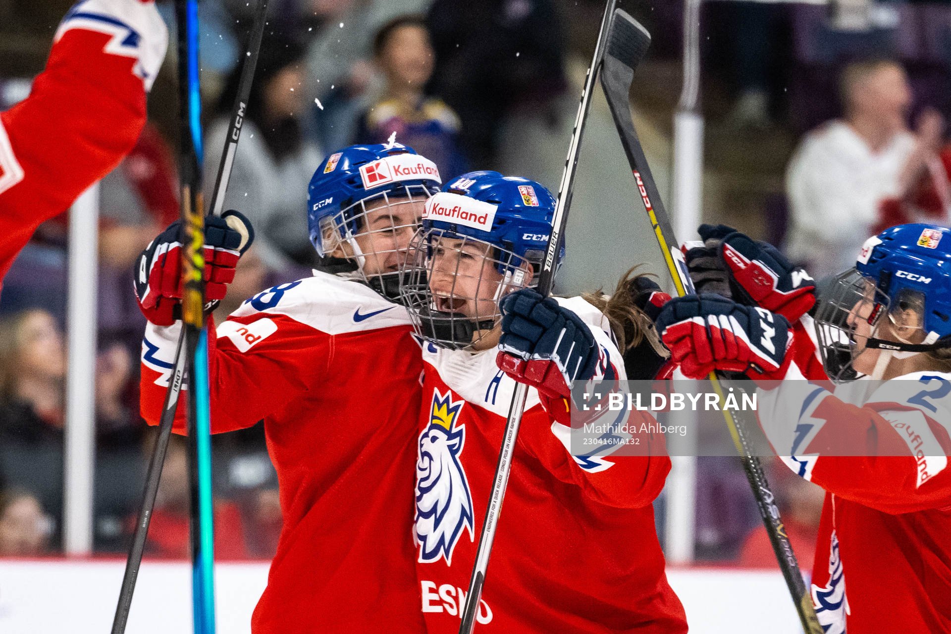 Denisa Krizova and Michaela Pejzlova celebrate scoring 2-1