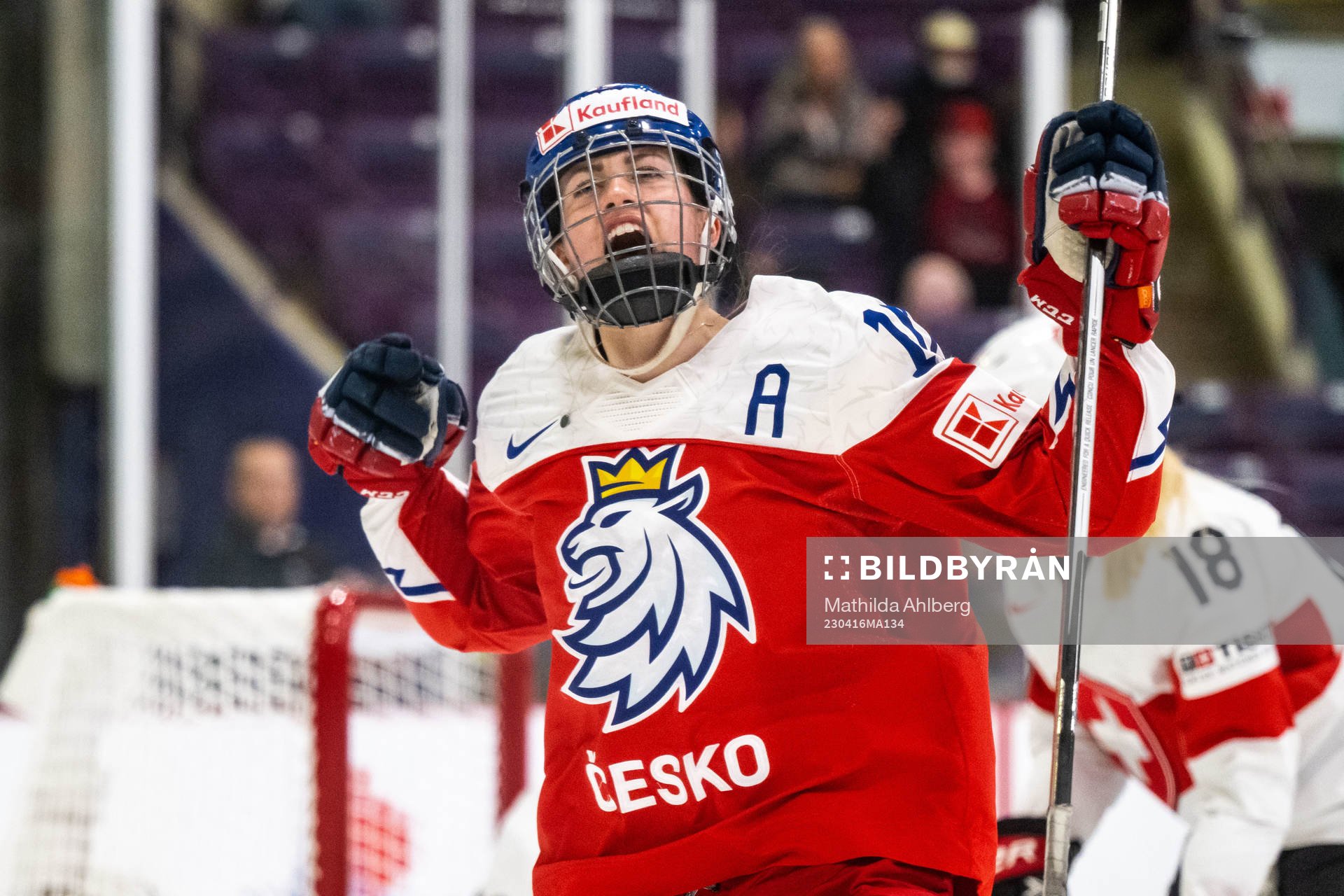 Denisa Krizova of Czech Republic celebrates scoring 1-1