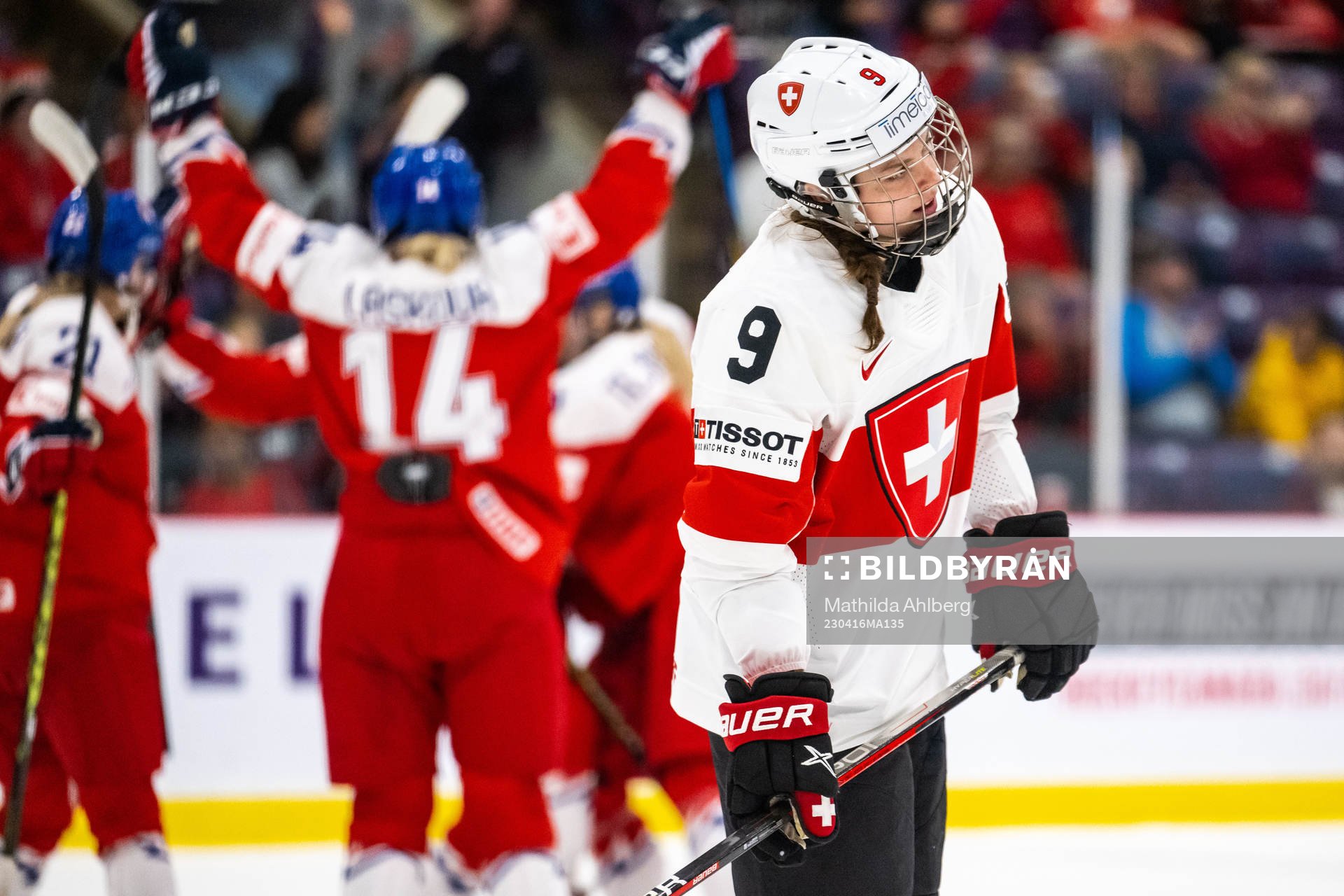 Shannon Sigrist of Switzerland looks dejected