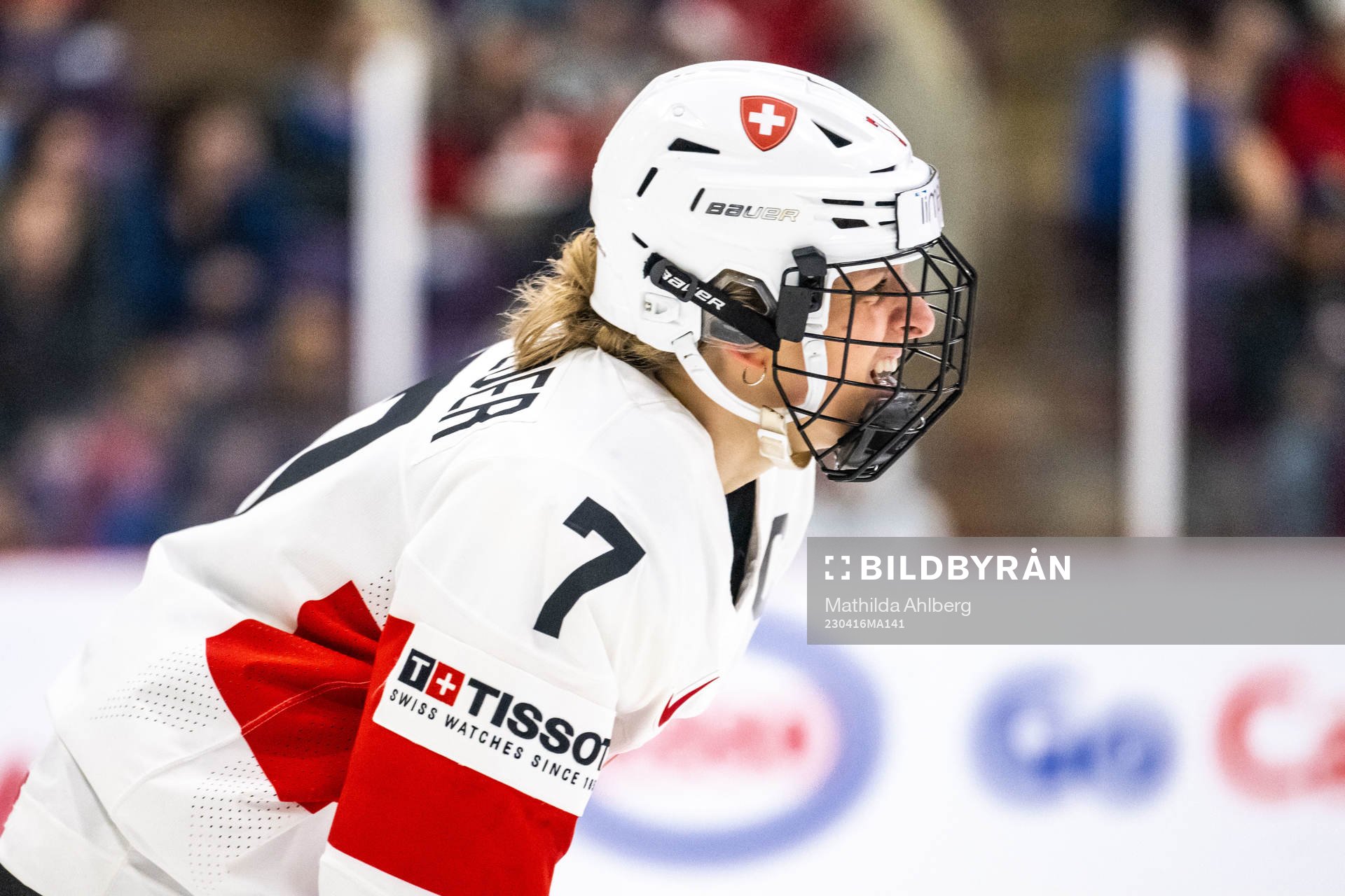 Lara Stalder of Switzerland in pain