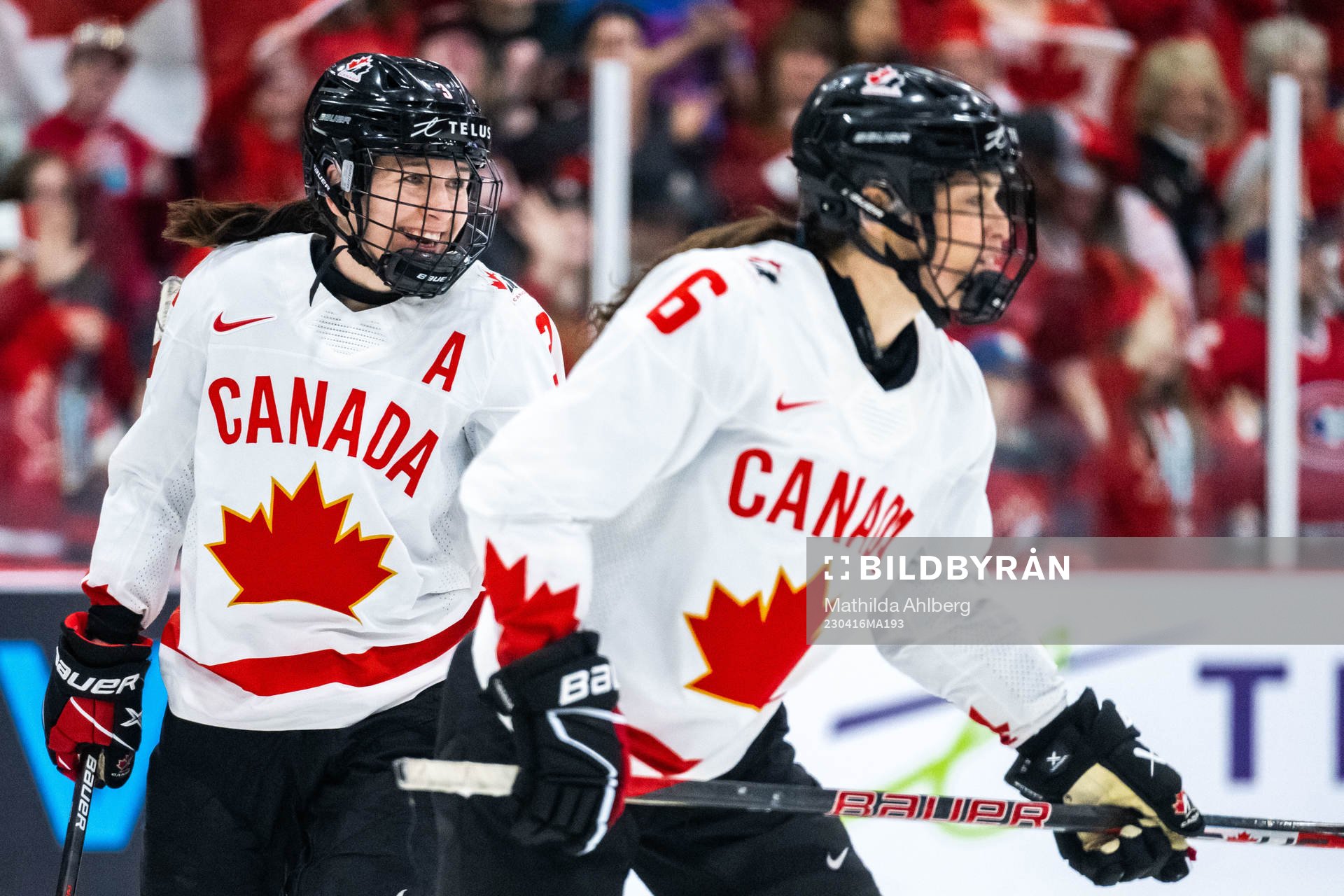 Jocelyne Larocque and Rebecca Johnston of Canada of Canada