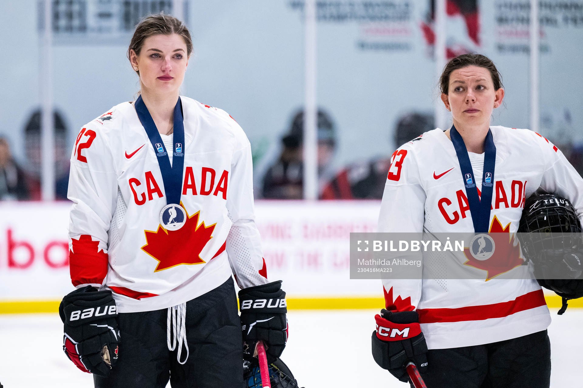 Danielle Serdachny and Erin Ambrose of Canada looks dejected