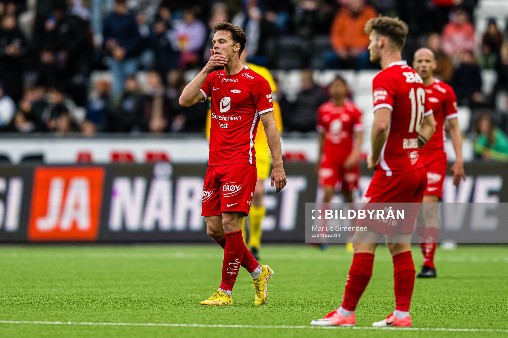 Felix Horn Myhre of Brann looks dejected