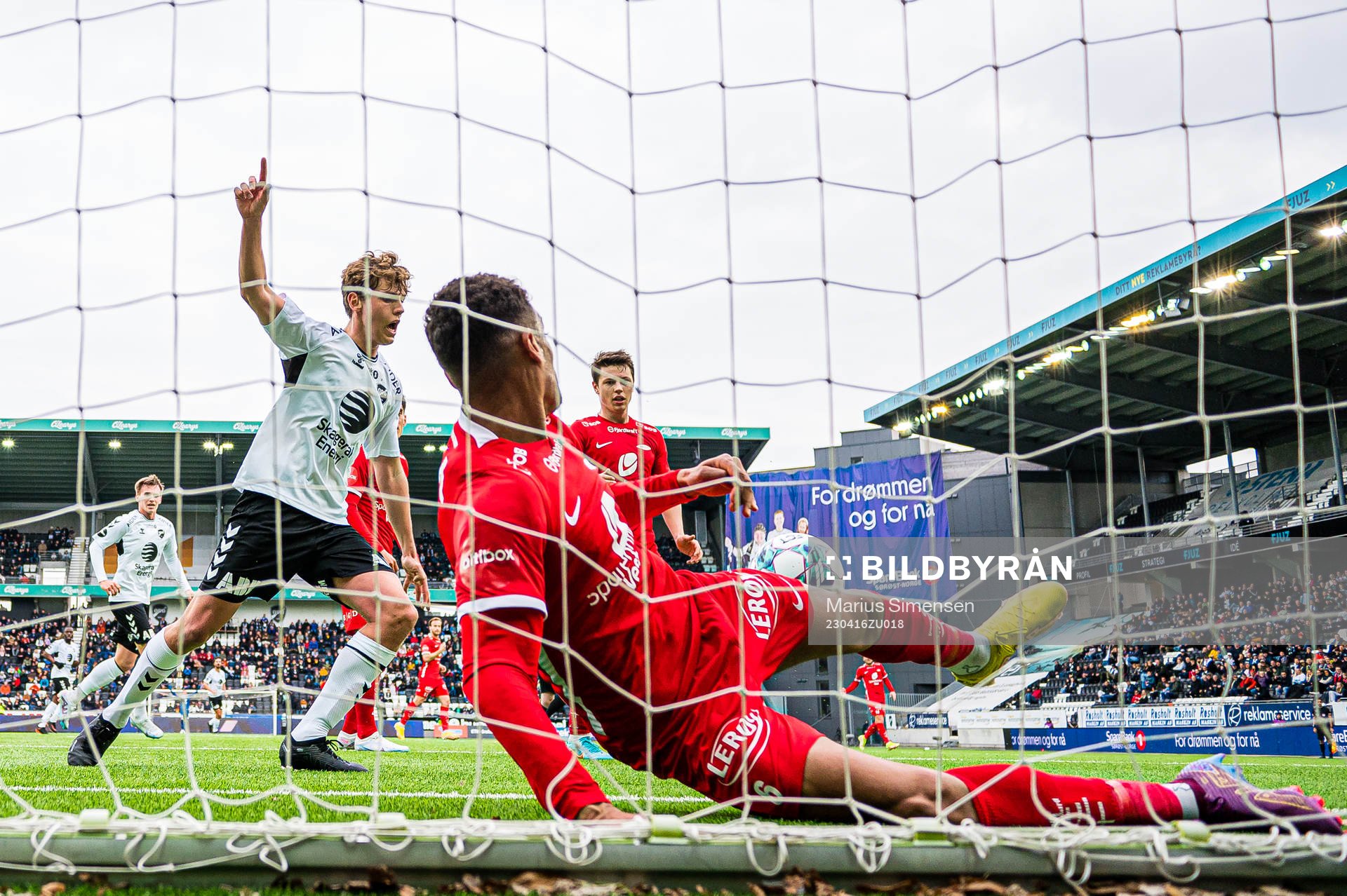 Filip Jørgensen of Odd scores the 1-0 goal