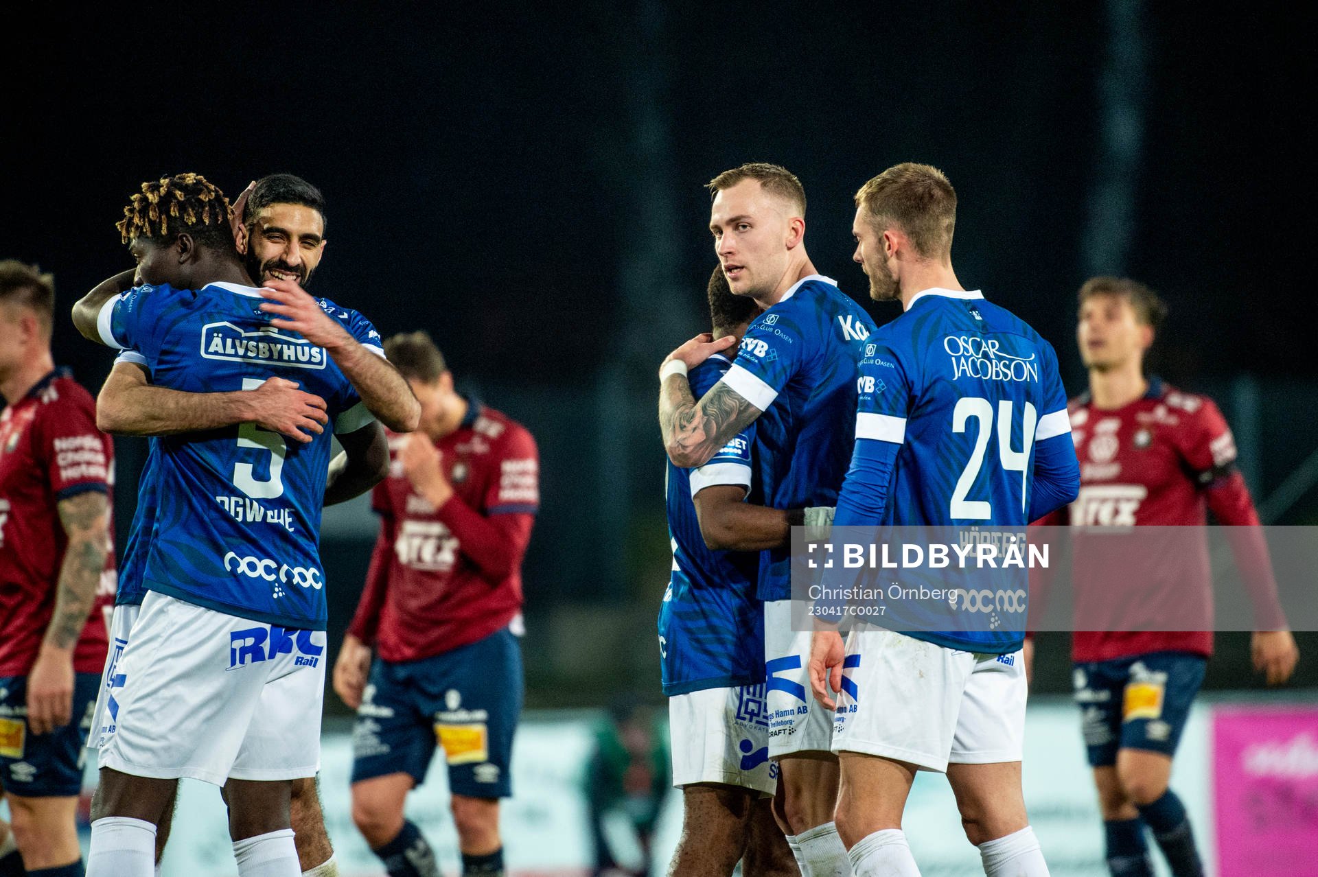 Trelleborgs Mouhammed-Ali Dhaini och Filip Bohman jublar