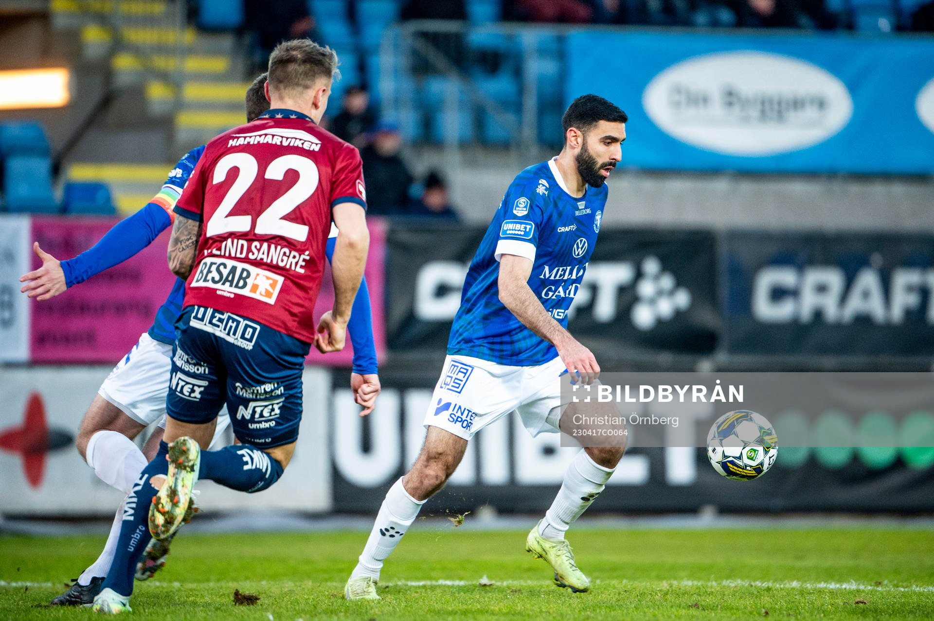 Mouhammed-Ali Dhaini under fotbollsmatchen i Superettan mellan Trelleborg och Örgryte den 17 april 2023 i Trelleborg. 