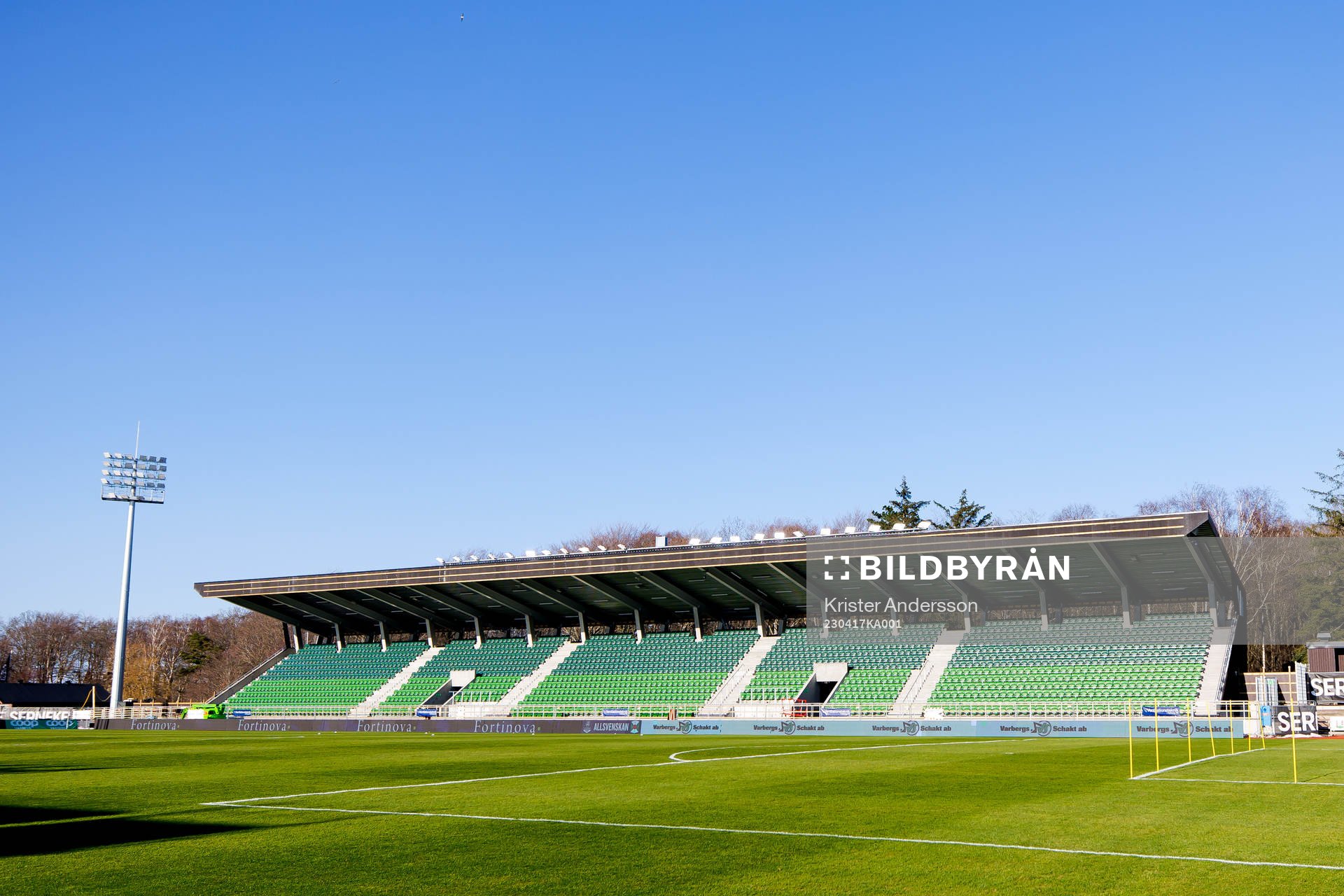 Påskbergsvallen inför fotbollsmatchen i Allsvenskan mellan Varberg och Sirius den 17 april 2023 i Varberg. 
