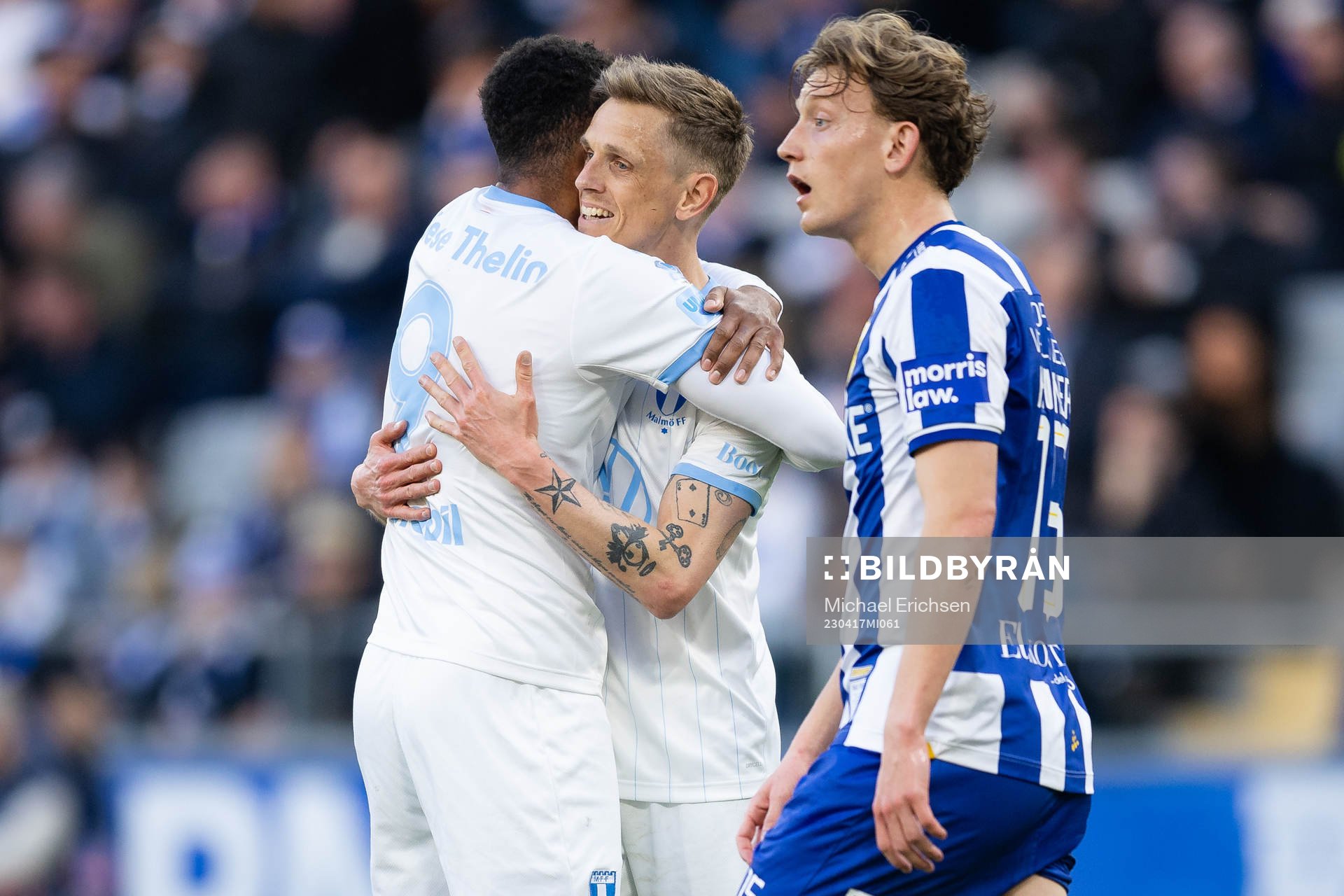 Malmö FFs Isaac Kiese Thelin jublar ihop med Søren Rieks