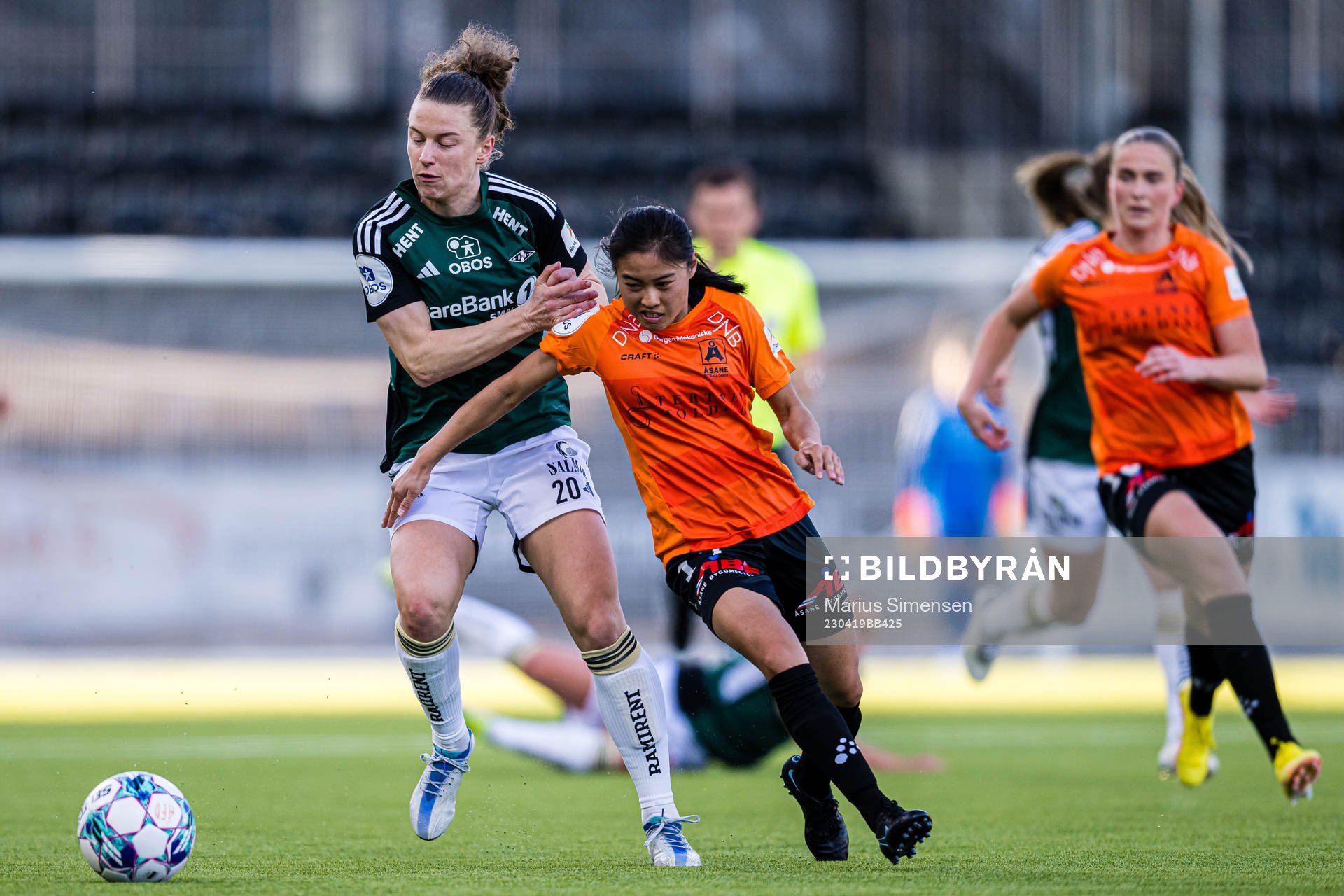 Synne Skinnes Hansen of Rosenborg and Anna Lan Meland