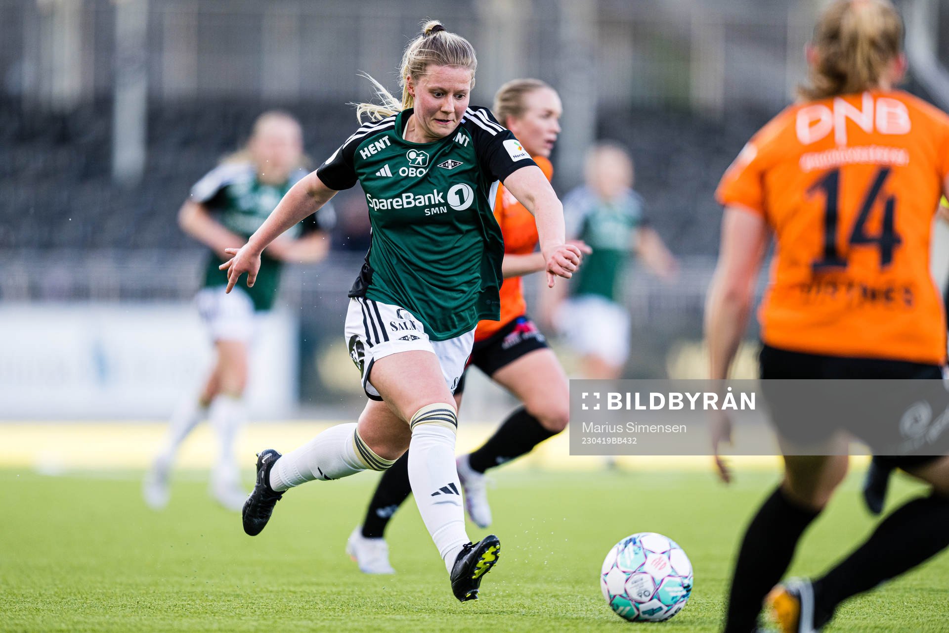 Selma Sol Magnusdottir of Rosenborg during the Toppserien football match between Åsane and Rosenborg on April 19, 2023 in Bergen.