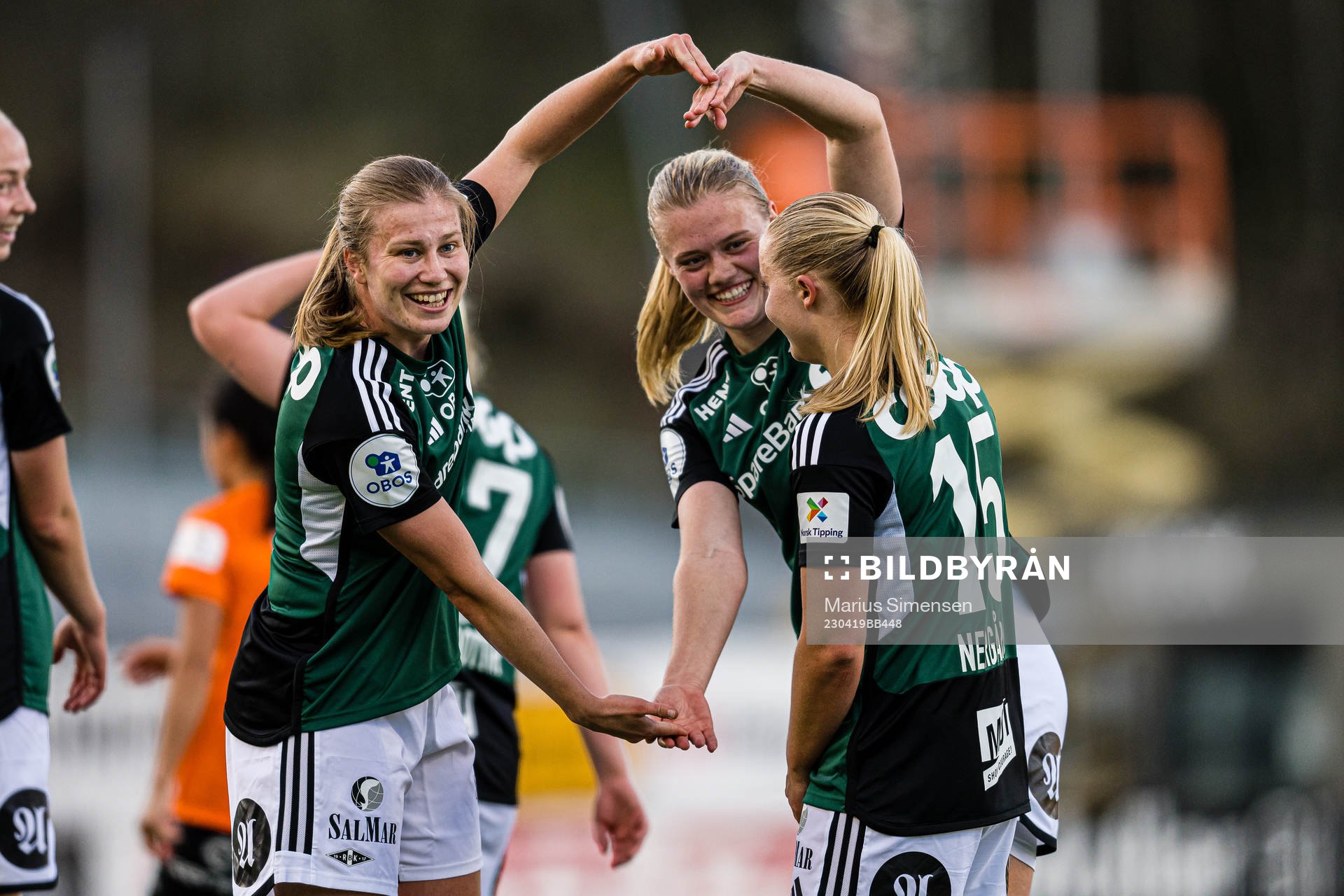Cesilie Andreassen of Rosenborg celebrates with Mathilde
