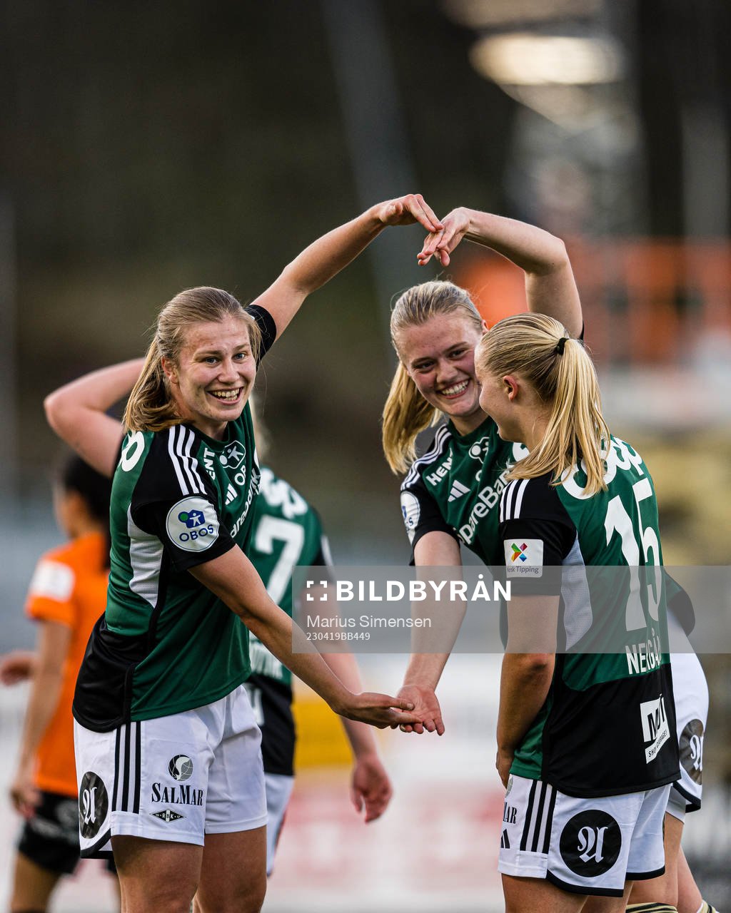 Cesilie Andreassen of Rosenborg celebrates with Mathilde