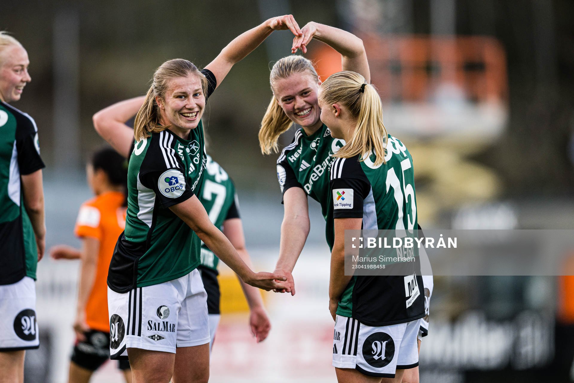 Cesilie Andreassen of Rosenborg celebrates with Mathilde